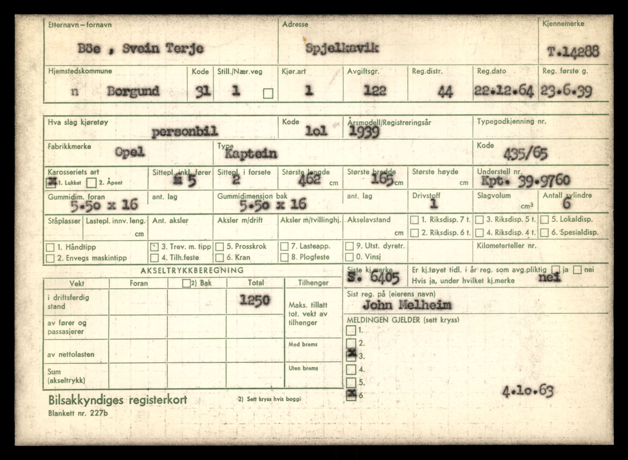 Møre og Romsdal vegkontor - Ålesund trafikkstasjon, AV/SAT-A-4099/F/Fe/L0044: Registreringskort for kjøretøy T 14205 - T 14319, 1927-1998, p. 2463