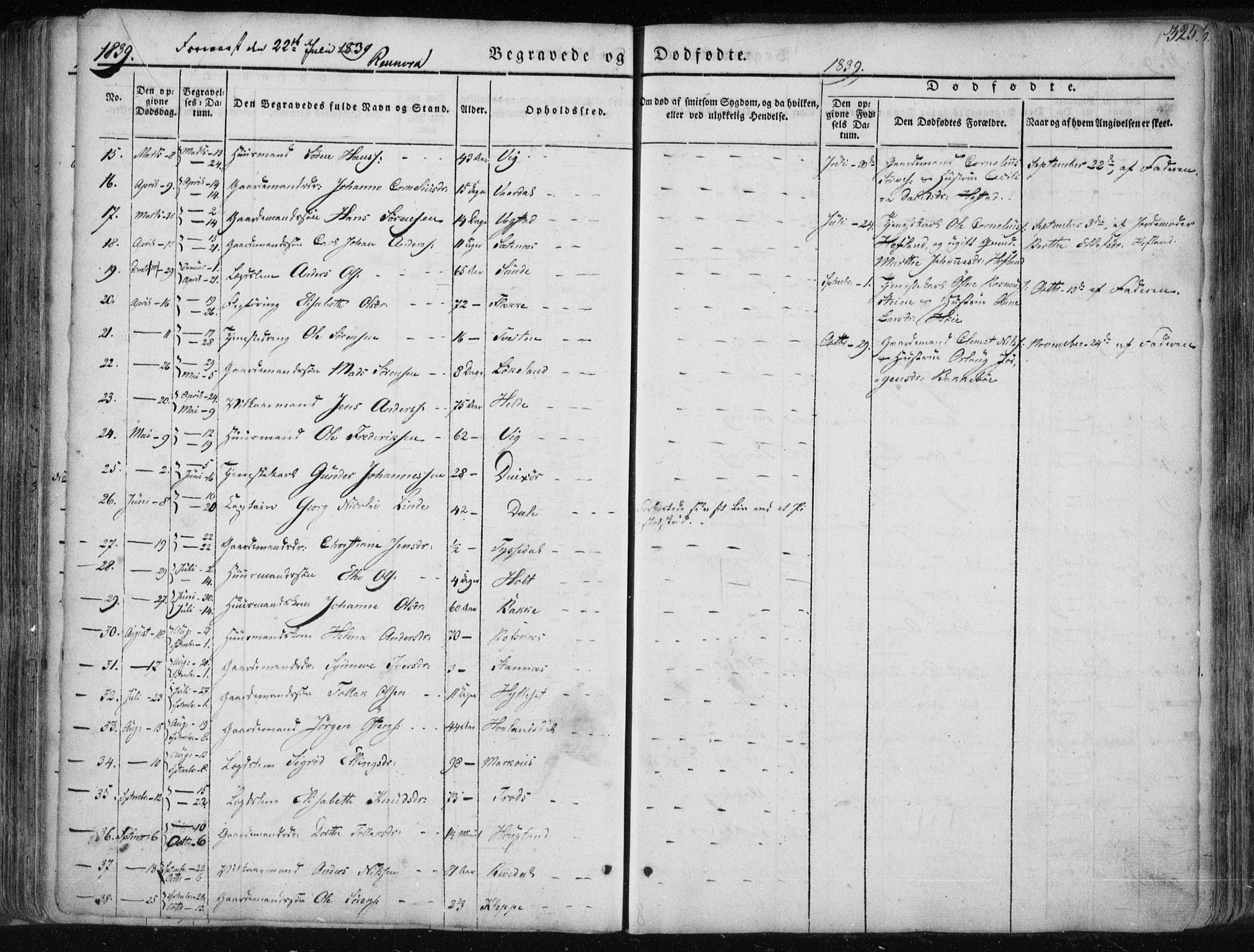 Fjaler sokneprestembete, SAB/A-79801/H/Haa/Haaa/L0006: Parish register (official) no. A 6, 1835-1884, p. 325