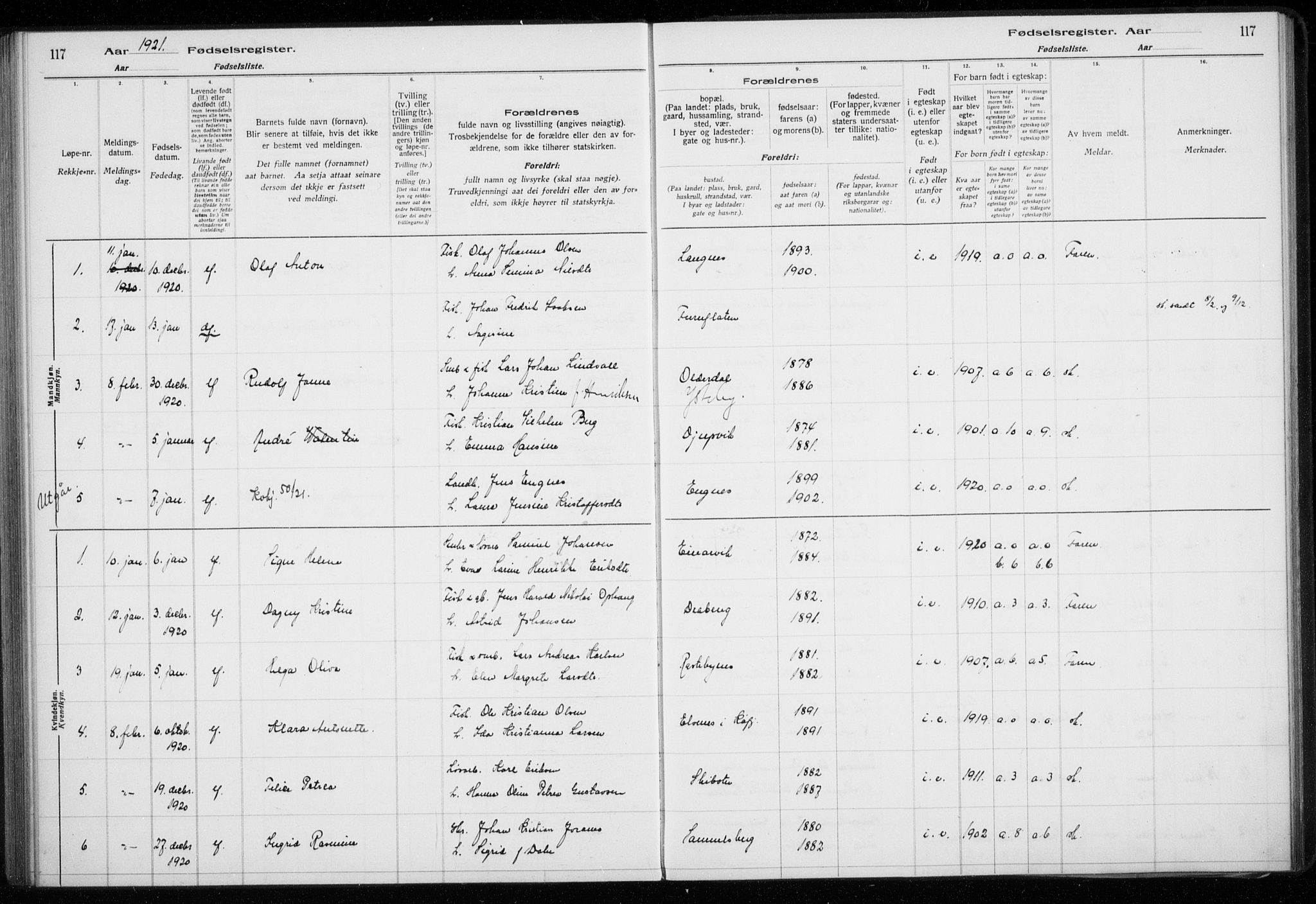 Lyngen sokneprestembete, AV/SATØ-S-1289/I/Ia/L0075: Birth register no. 75, 1916-1924, p. 117