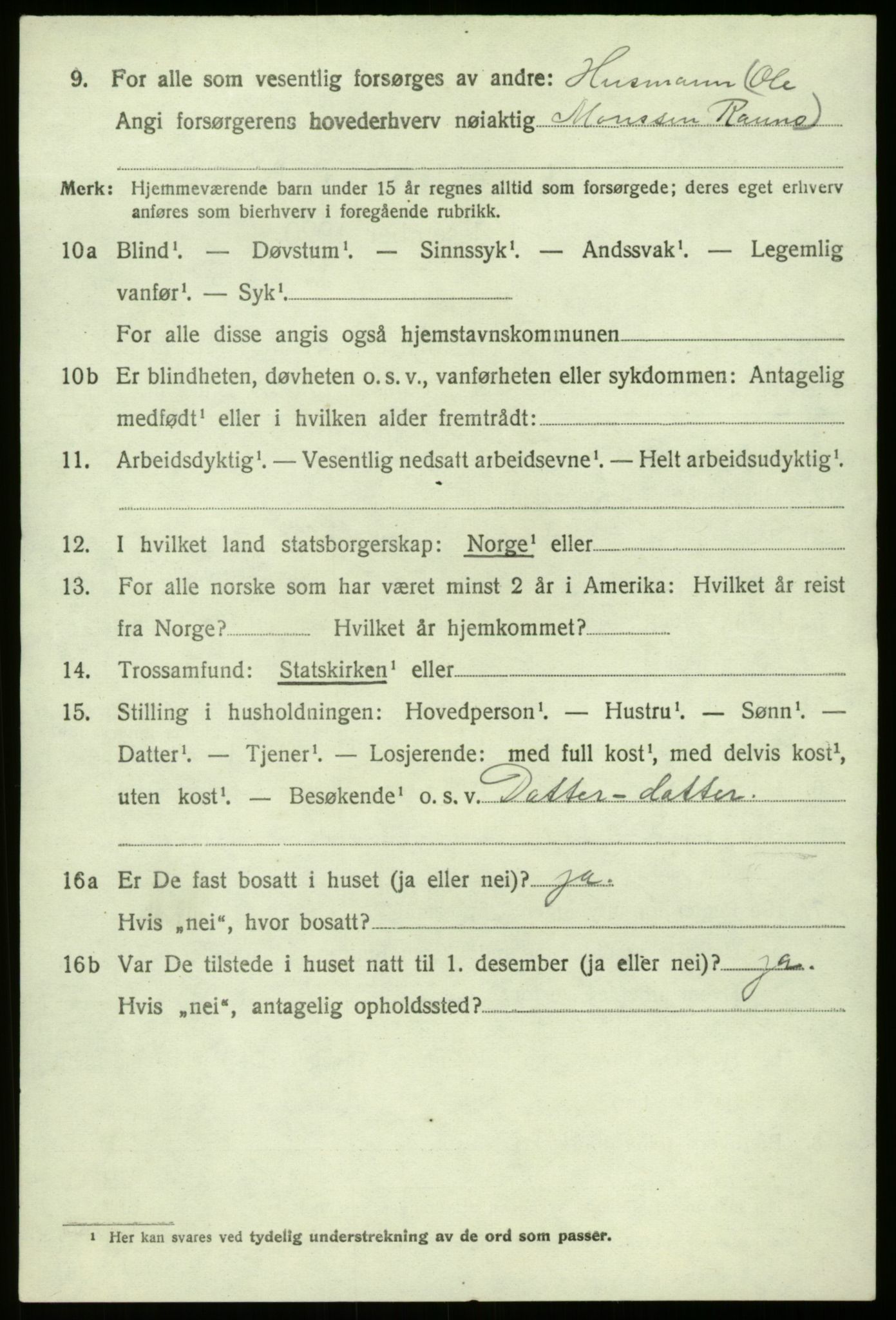 SAB, 1920 census for Lærdal, 1920, p. 2199