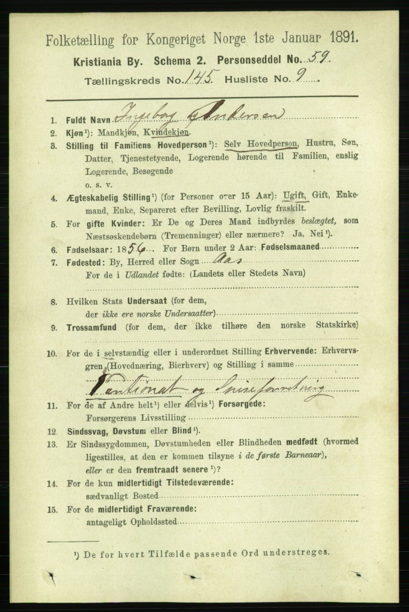 RA, 1891 census for 0301 Kristiania, 1891, p. 79618