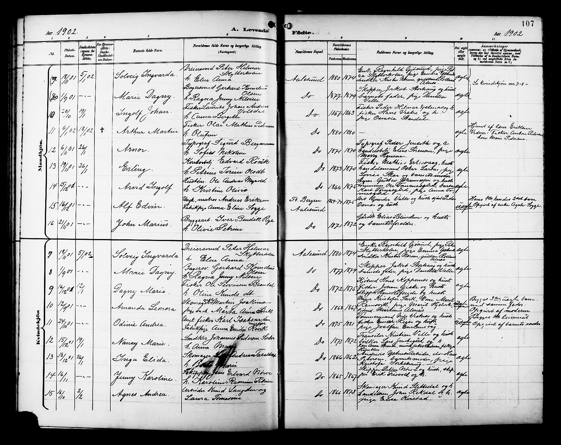 Ministerialprotokoller, klokkerbøker og fødselsregistre - Møre og Romsdal, AV/SAT-A-1454/529/L0468: Parish register (copy) no. 529C05, 1897-1908, p. 107