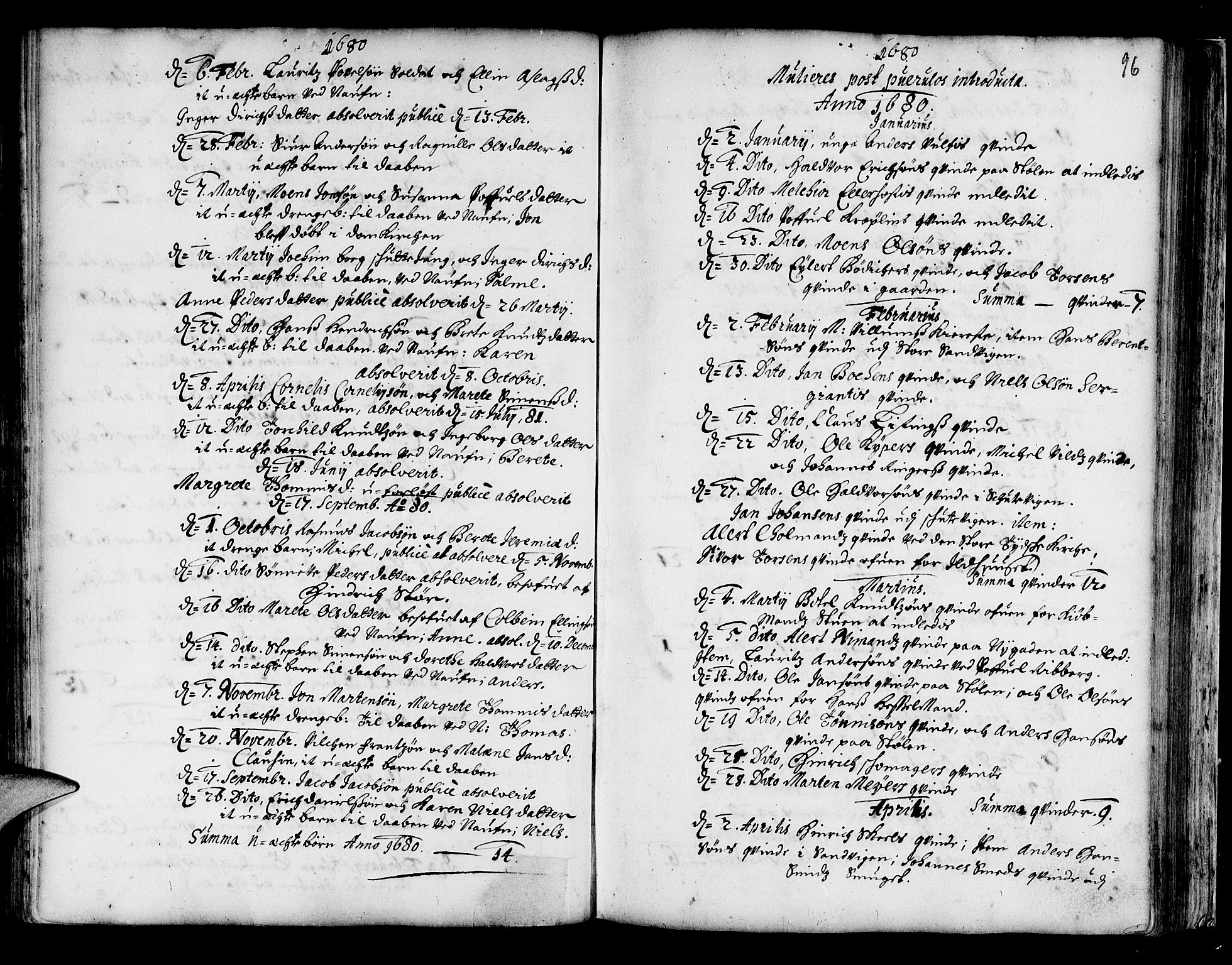 Korskirken sokneprestembete, SAB/A-76101/H/Haa/L0001: Parish register (official) no. A 1, 1674-1688, p. 96