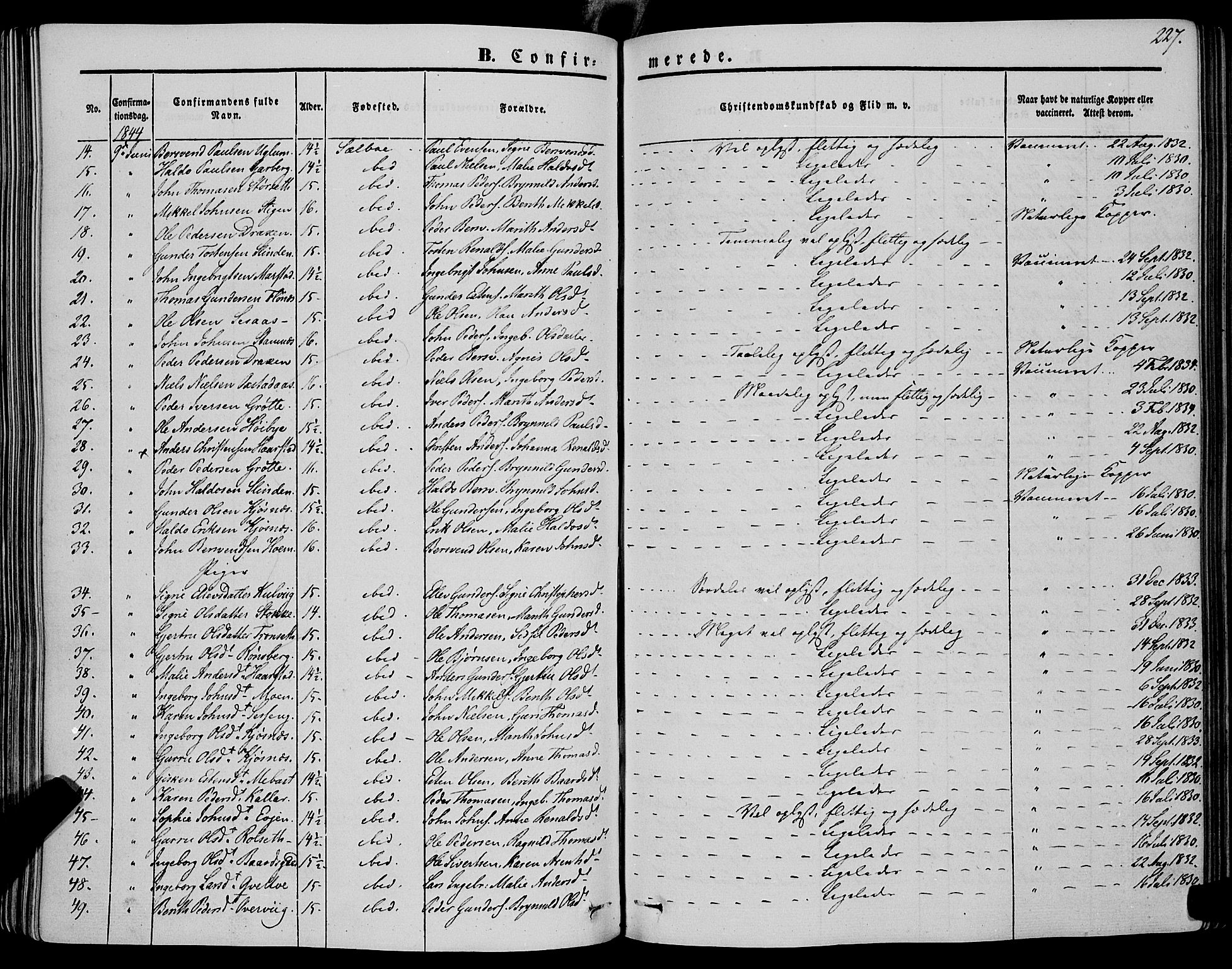 Ministerialprotokoller, klokkerbøker og fødselsregistre - Sør-Trøndelag, SAT/A-1456/695/L1145: Parish register (official) no. 695A06 /1, 1843-1859, p. 227