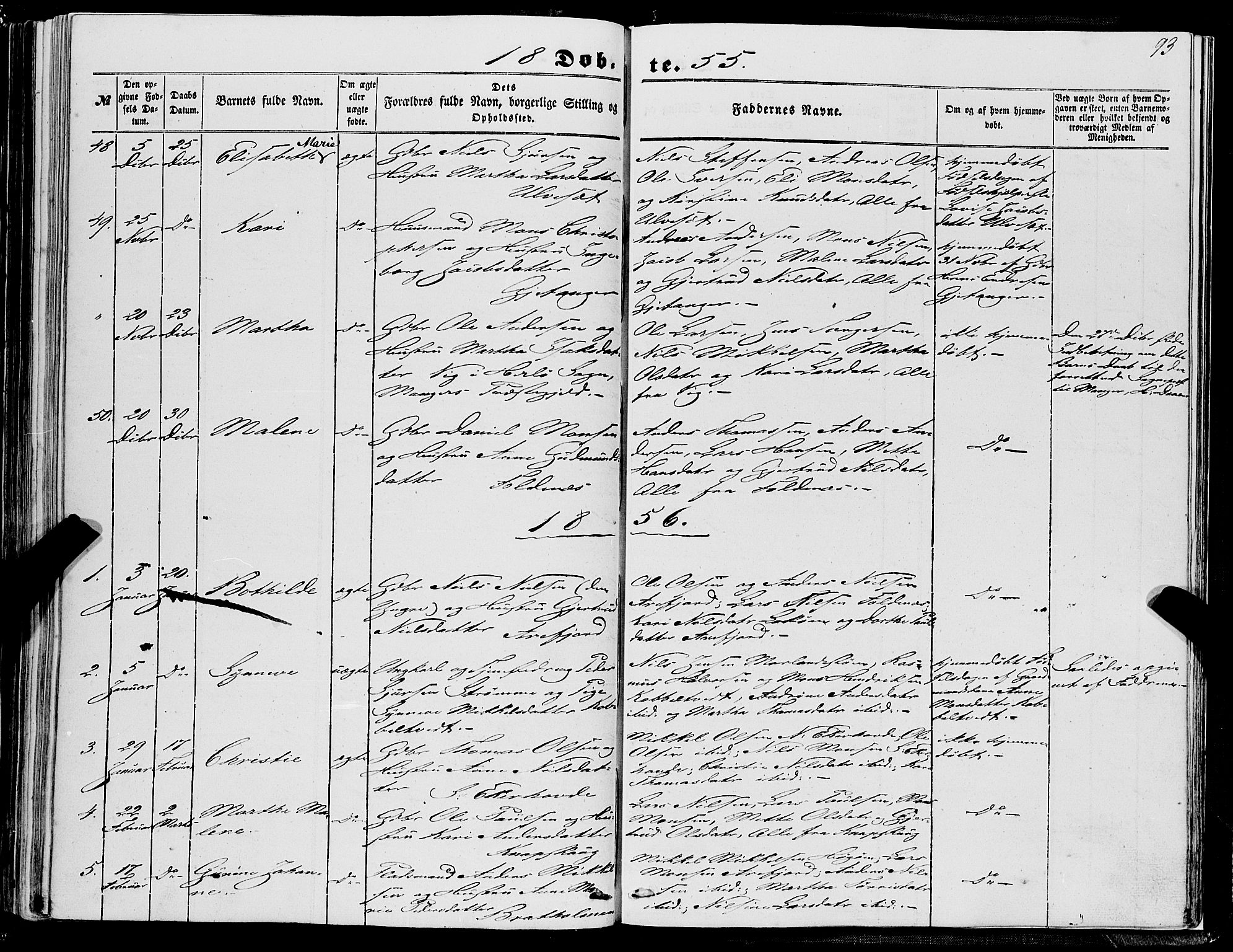 Fjell sokneprestembete, SAB/A-75301/H/Haa: Parish register (official) no. A 2, 1847-1864, p. 93