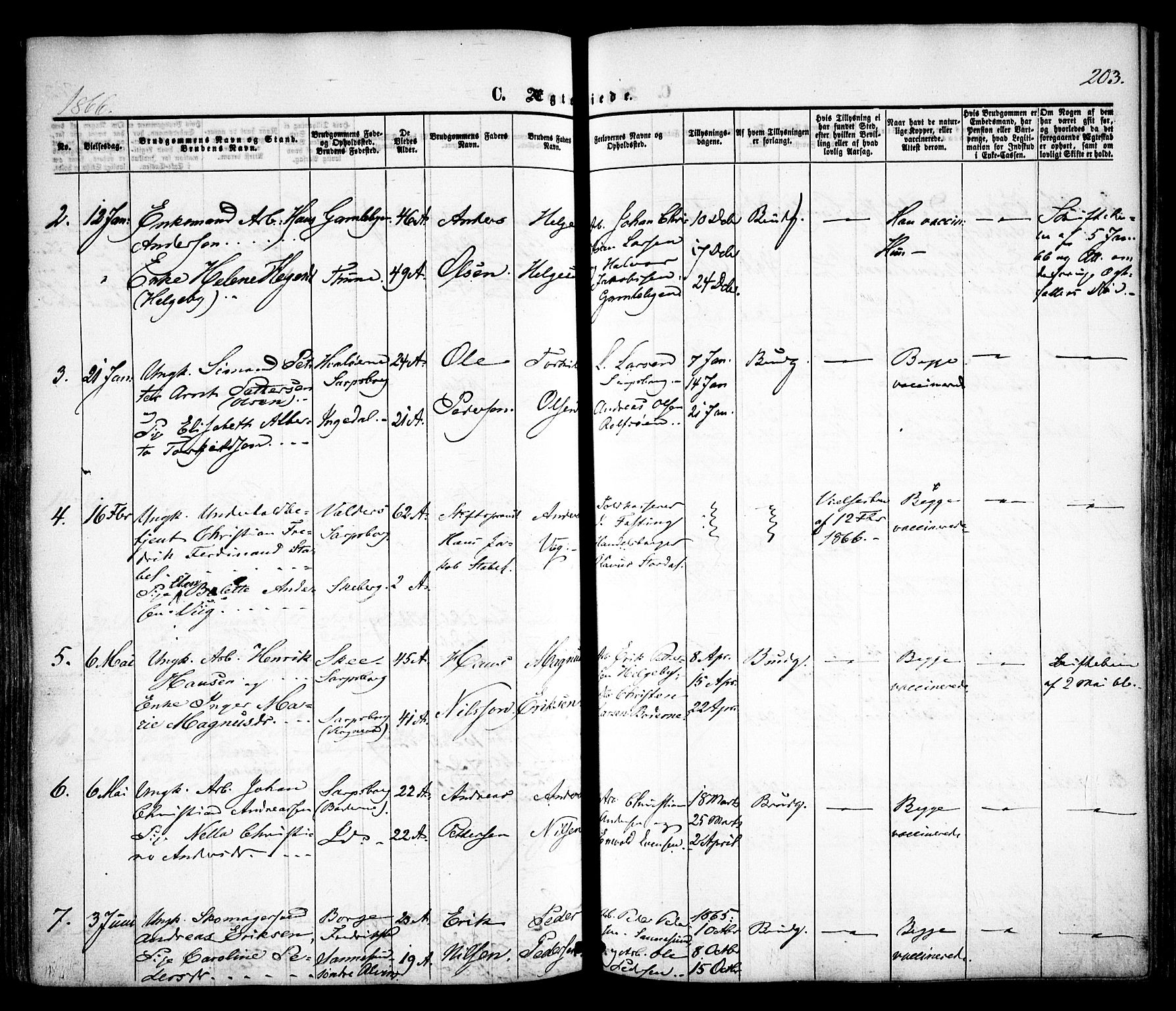 Sarpsborg prestekontor Kirkebøker, SAO/A-2006/F/Fa/L0001: Parish register (official) no. 1, 1859-1868, p. 203