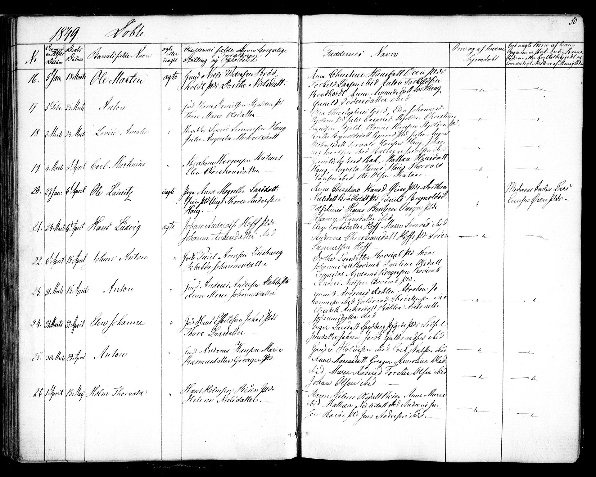 Hobøl prestekontor Kirkebøker, AV/SAO-A-2002/F/Fa/L0003: Parish register (official) no. I 3, 1842-1864, p. 50