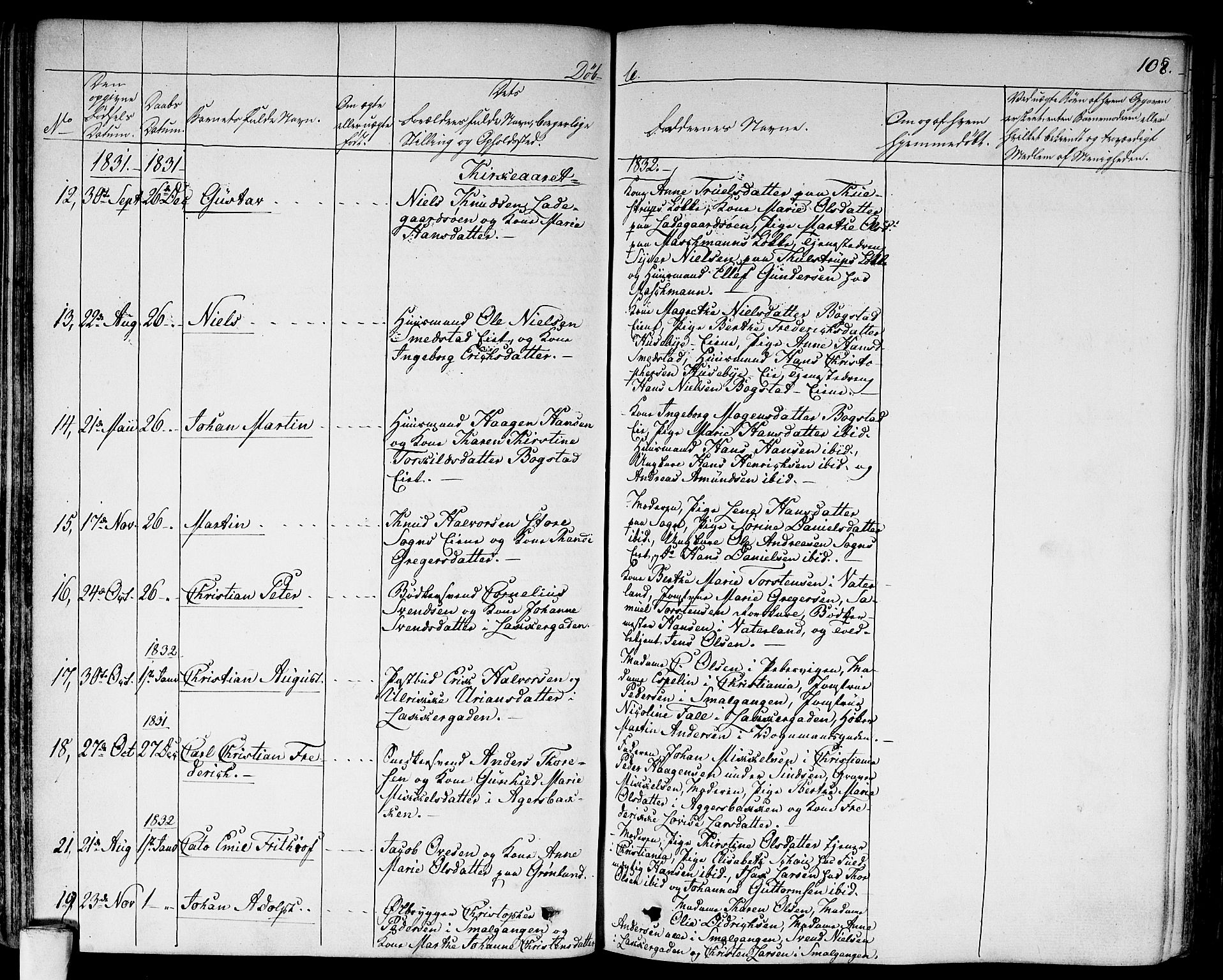 Aker prestekontor kirkebøker, SAO/A-10861/F/L0013: Parish register (official) no. 13, 1828-1837, p. 108