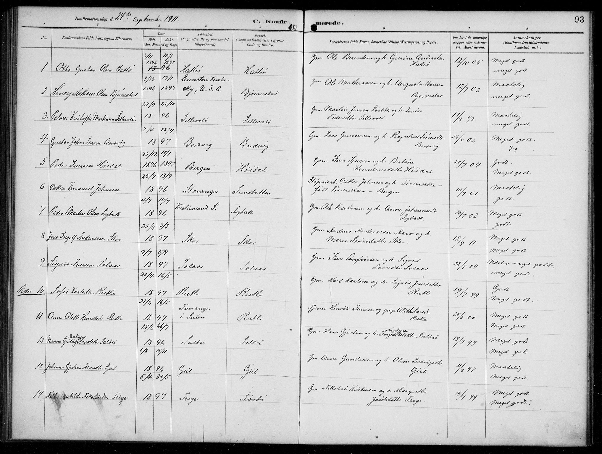 Hyllestad sokneprestembete, SAB/A-80401: Parish register (copy) no. C 3, 1894-1913, p. 93