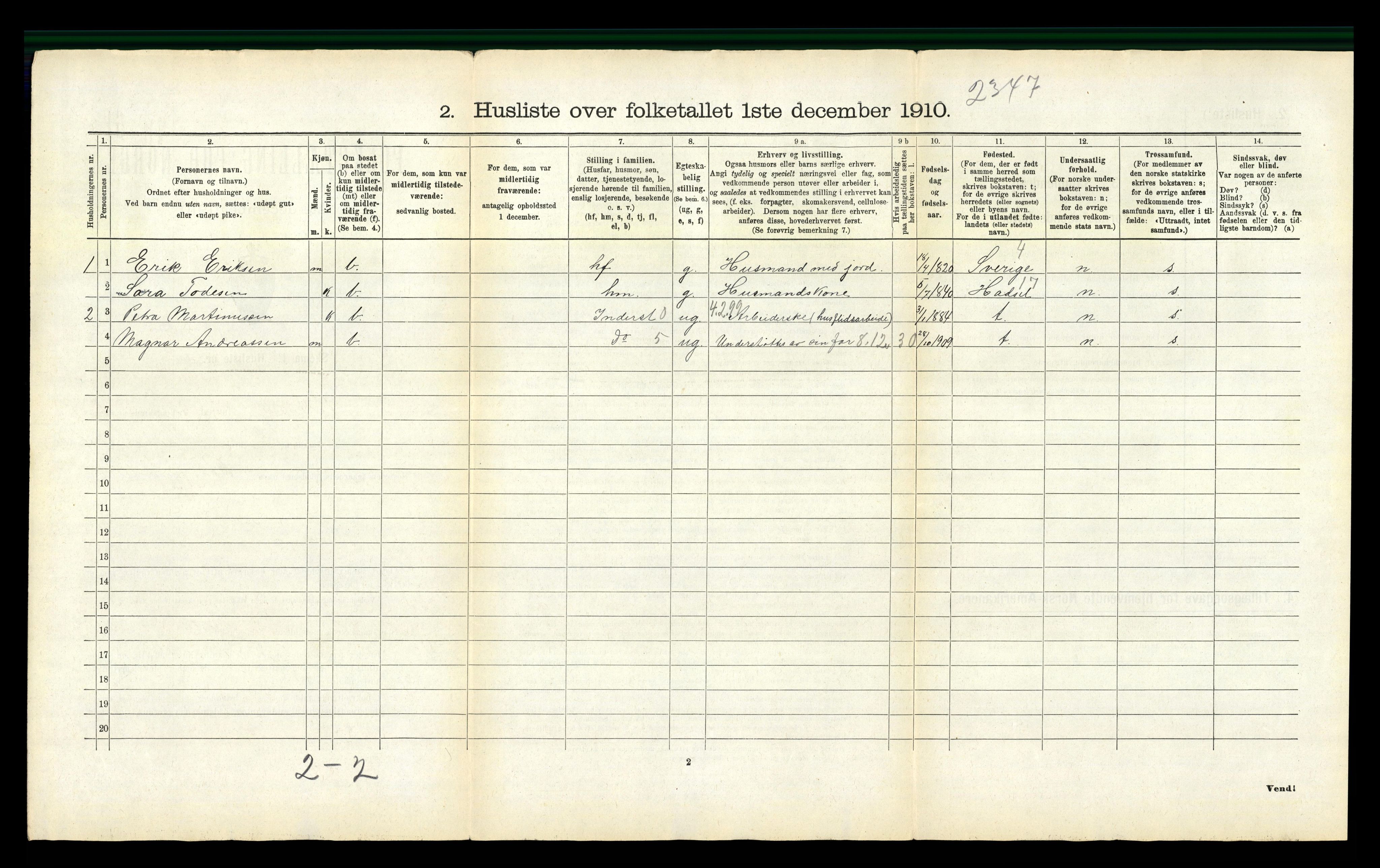 RA, 1910 census for Brønnøy, 1910, p. 54