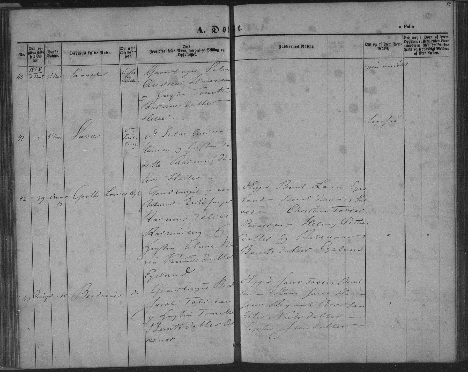 Herad sokneprestkontor, AV/SAK-1111-0018/F/Fa/Fab/L0003: Parish register (official) no. A 3, 1844-1853, p. 50