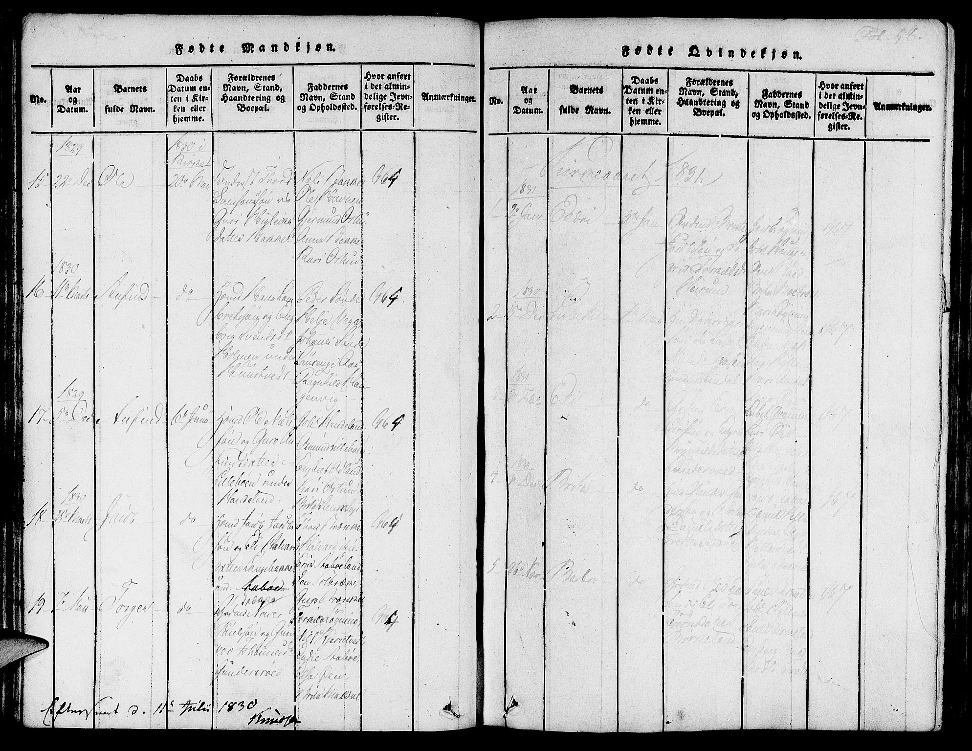 Suldal sokneprestkontor, SAST/A-101845/01/IV/L0007: Parish register (official) no. A 7, 1817-1838, p. 58