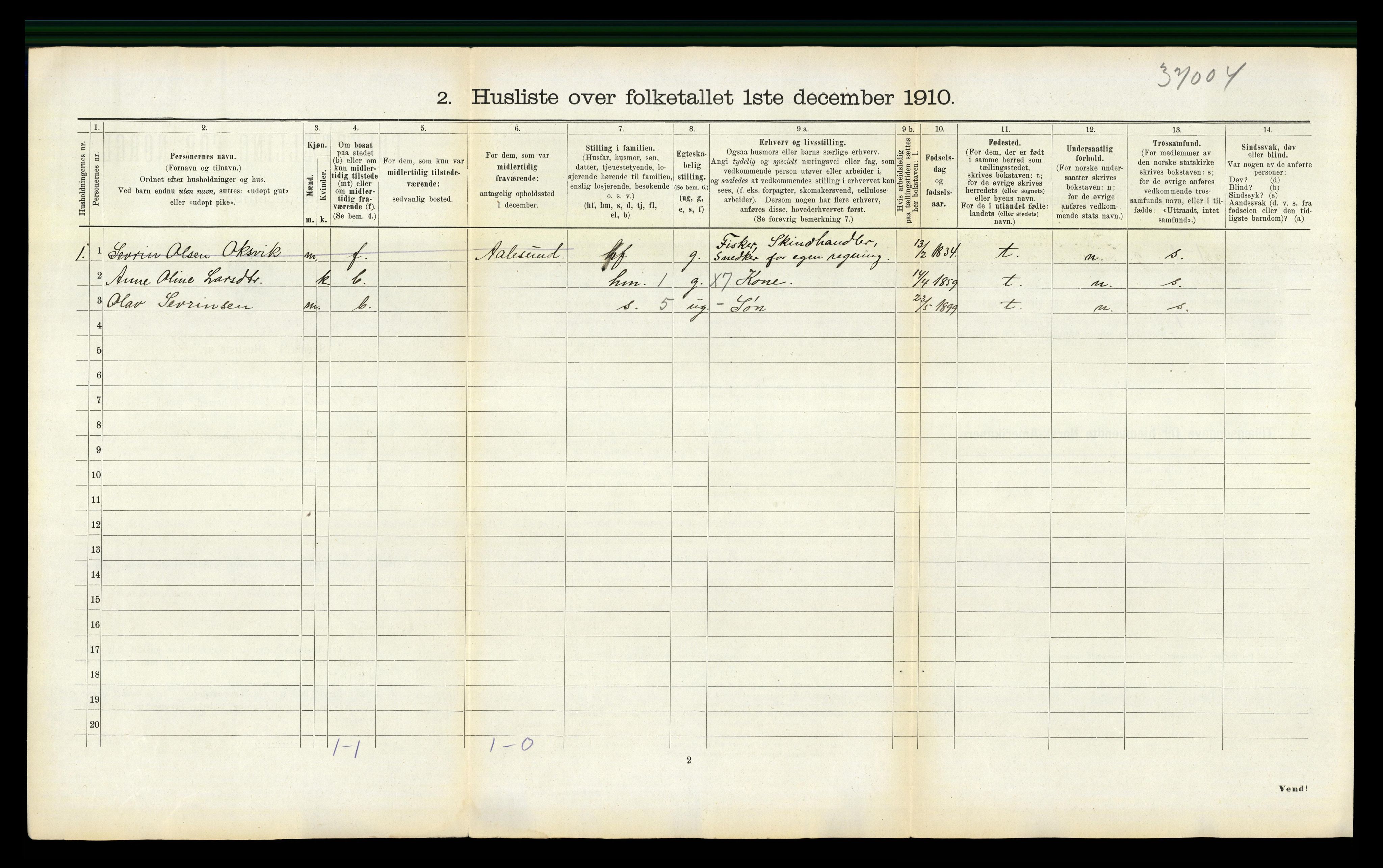 RA, 1910 census for Stranda, 1910, p. 97