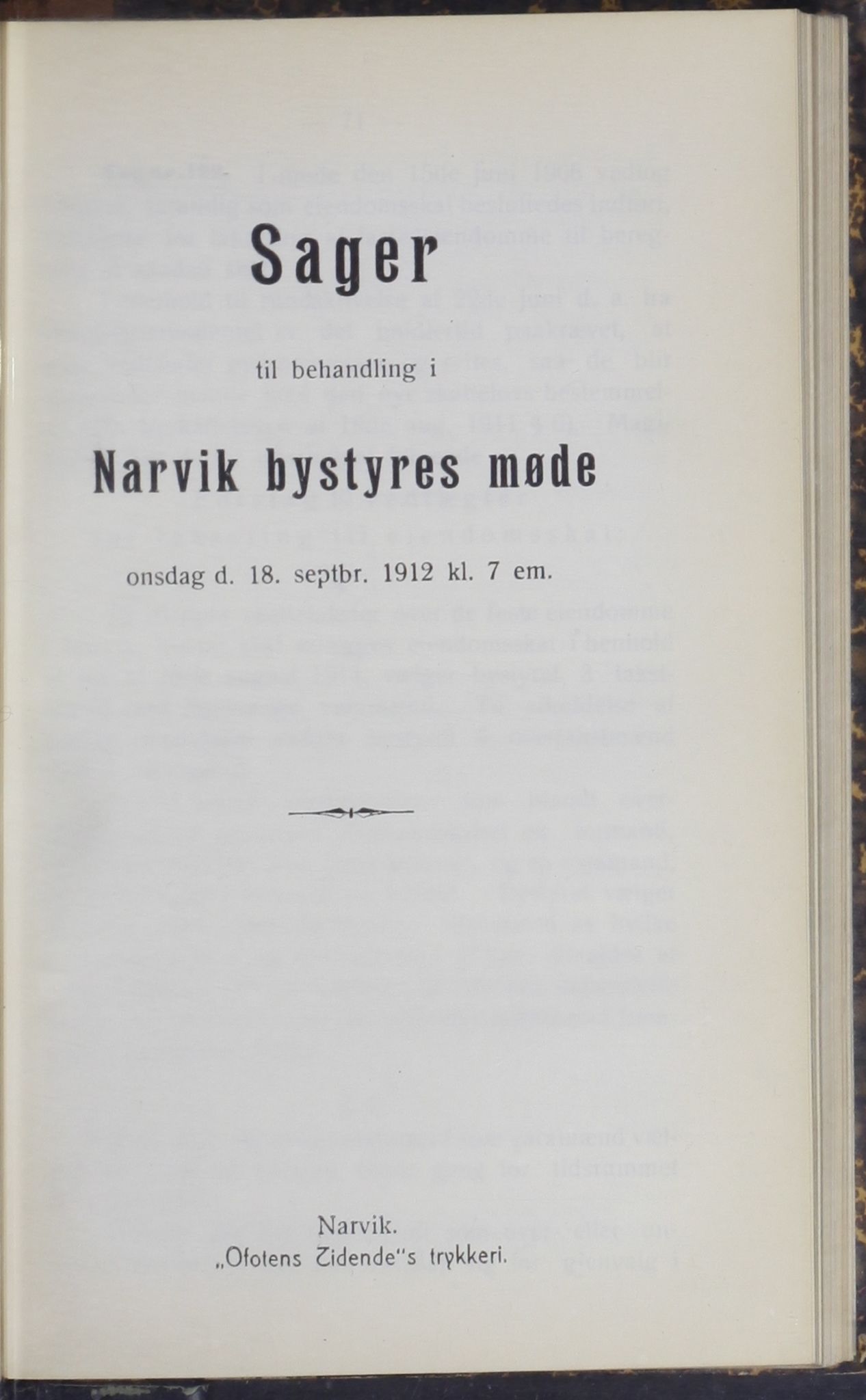 Narvik kommune. Formannskap , AIN/K-18050.150/A/Ab/L0002: Møtebok, 1912