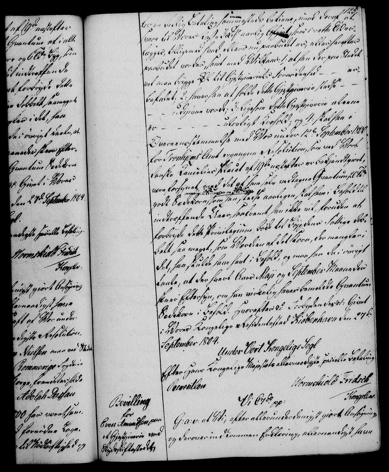 Rentekammeret, Kammerkanselliet, RA/EA-3111/G/Gg/Gga/L0018: Norsk ekspedisjonsprotokoll med register (merket RK 53.18), 1804-1806, p. 125