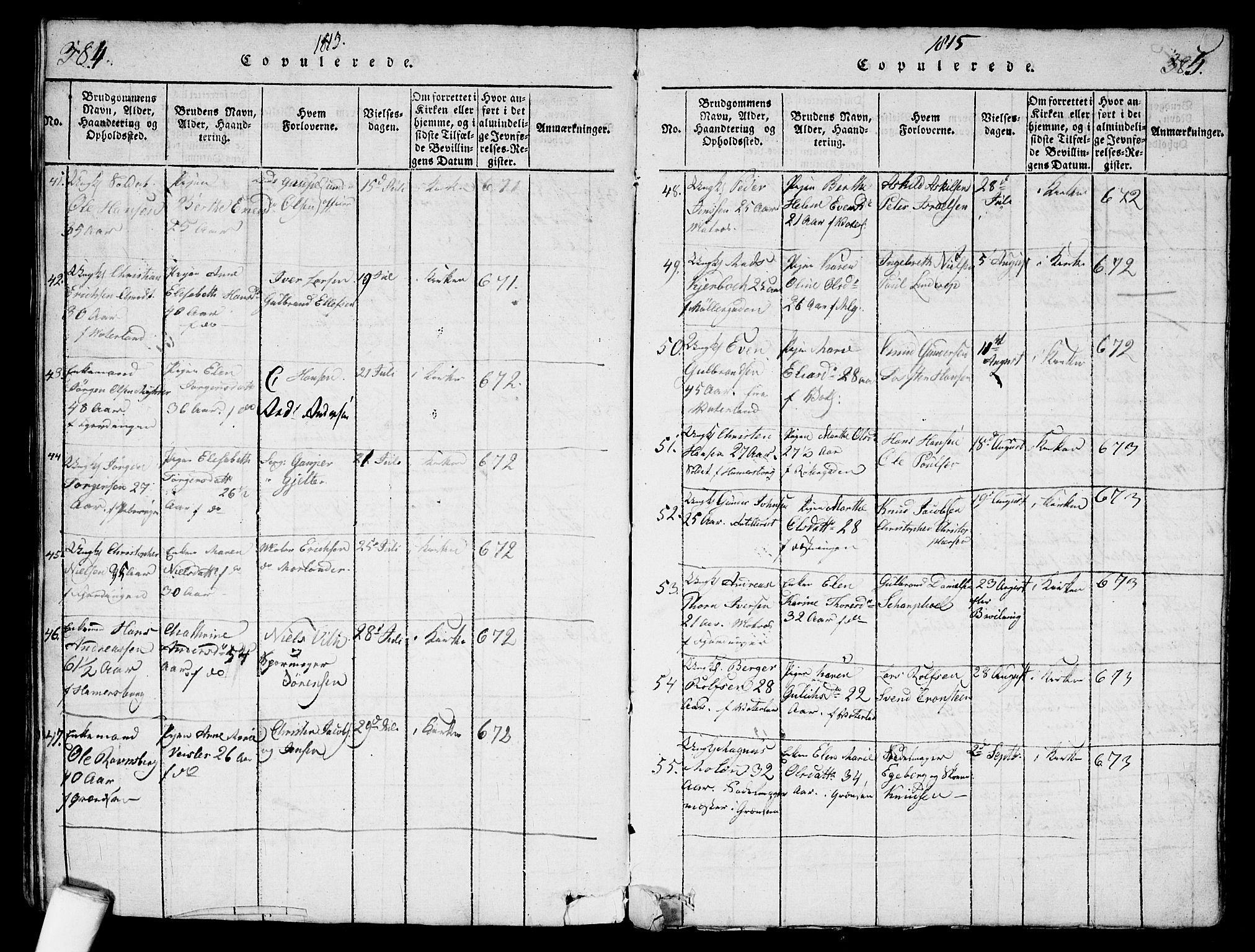 Garnisonsmenigheten Kirkebøker, AV/SAO-A-10846/G/Ga/L0003: Parish register (copy) no. 3, 1815-1819, p. 384-385