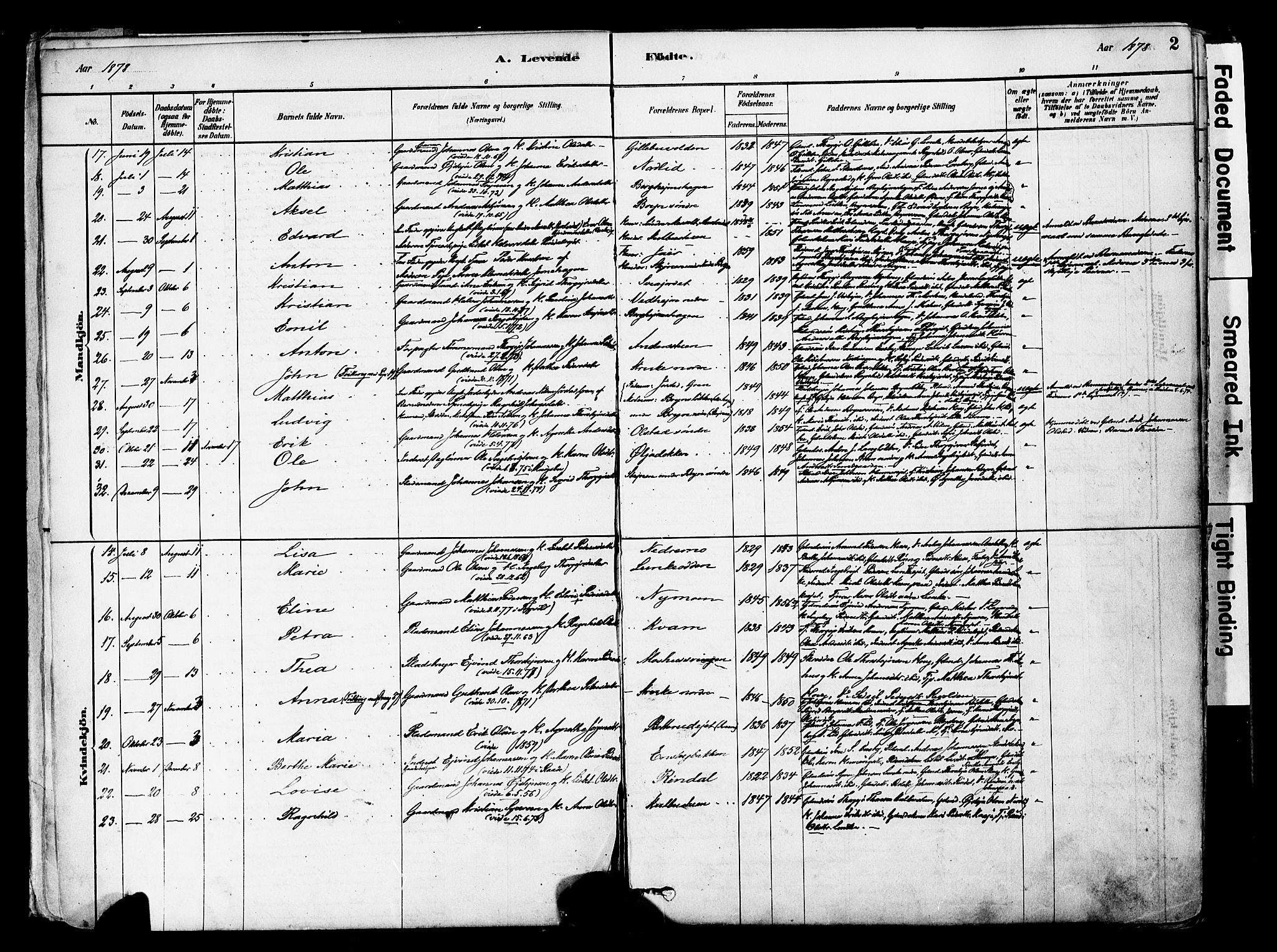 Øyer prestekontor, SAH/PREST-084/H/Ha/Haa/L0008: Parish register (official) no. 8, 1878-1897, p. 2