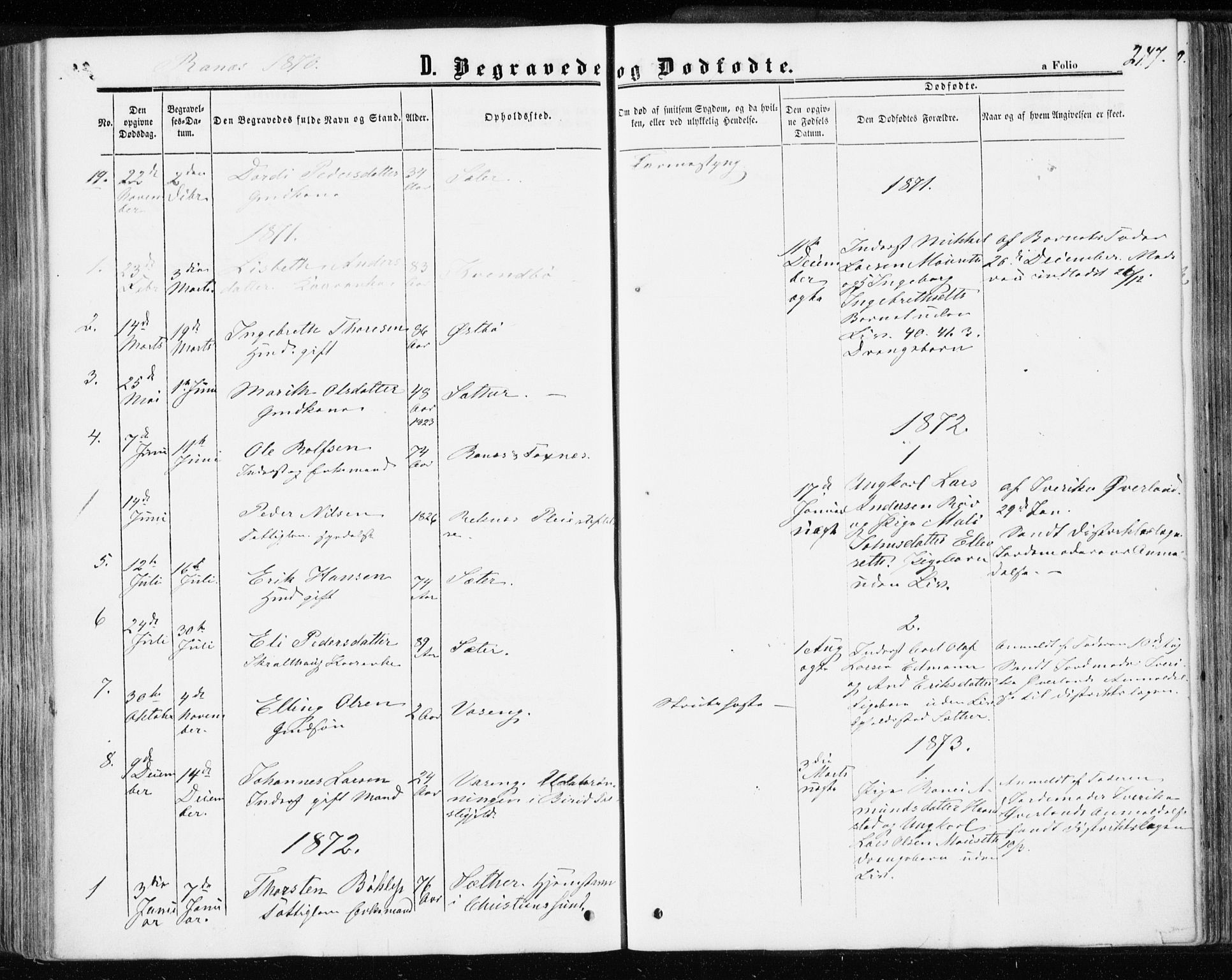 Ministerialprotokoller, klokkerbøker og fødselsregistre - Møre og Romsdal, SAT/A-1454/595/L1045: Parish register (official) no. 595A07, 1863-1873, p. 247