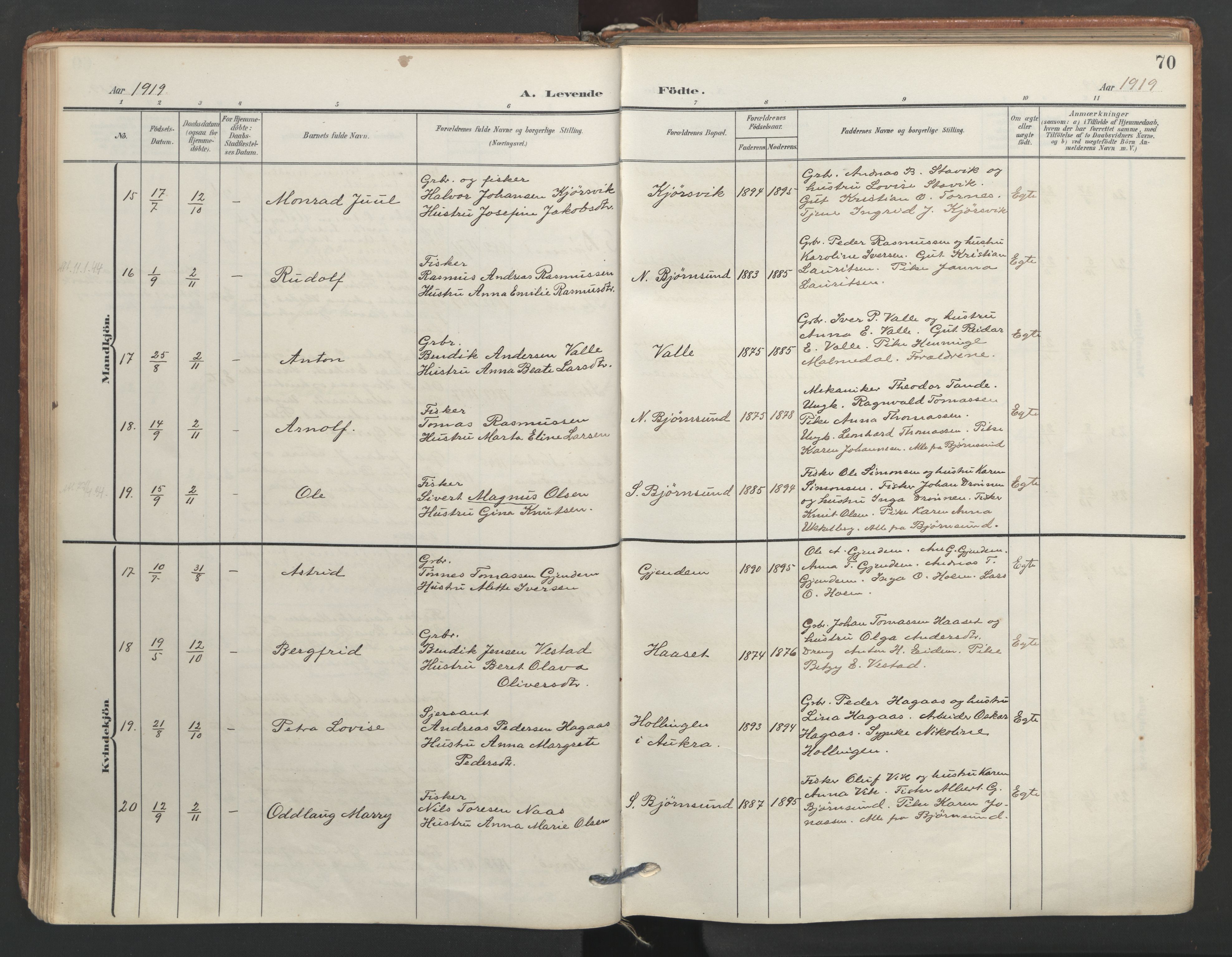 Ministerialprotokoller, klokkerbøker og fødselsregistre - Møre og Romsdal, AV/SAT-A-1454/565/L0751: Parish register (official) no. 565A05, 1905-1979, p. 70