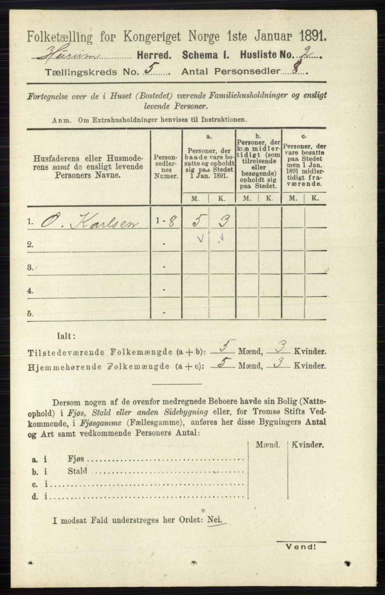 RA, 1891 census for 0628 Hurum, 1891, p. 1314
