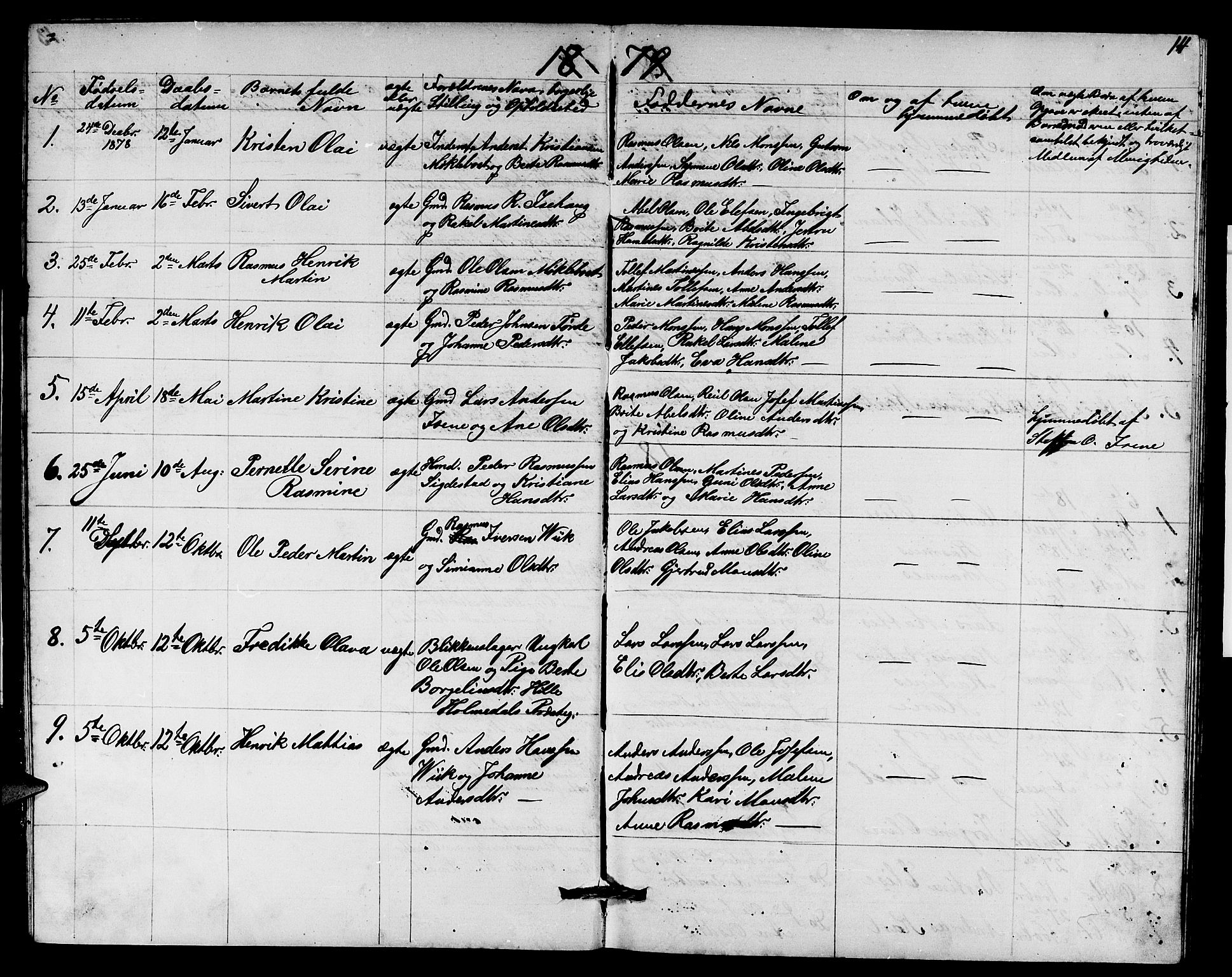 Davik sokneprestembete, SAB/A-79701/H/Hab/Habd/L0001: Parish register (copy) no. D 1, 1866-1891, p. 14