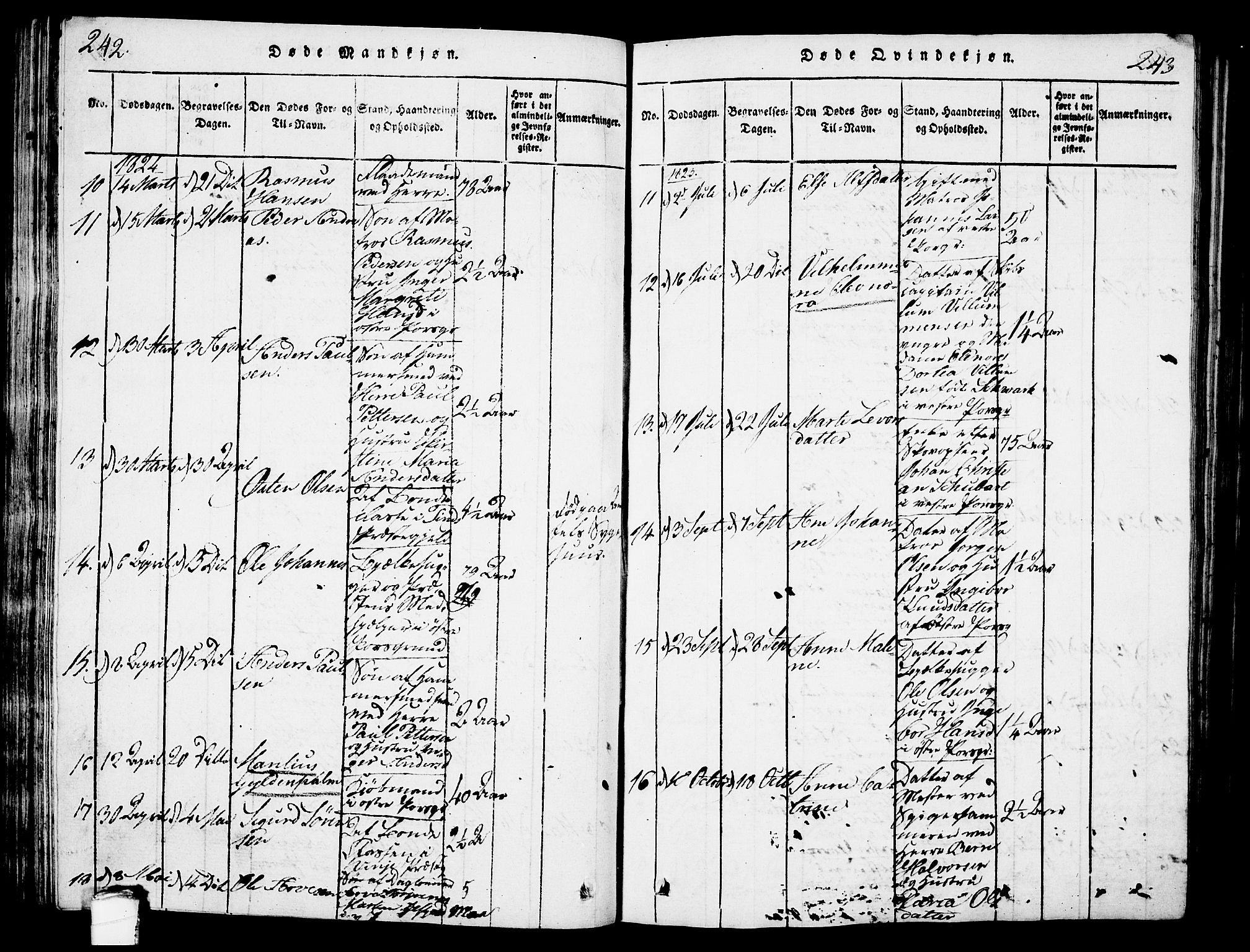 Porsgrunn kirkebøker , AV/SAKO-A-104/G/Gb/L0001: Parish register (copy) no. II 1, 1817-1828, p. 242-243