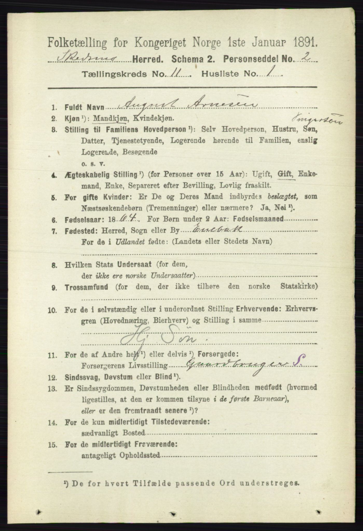 RA, 1891 census for 0231 Skedsmo, 1891, p. 6206