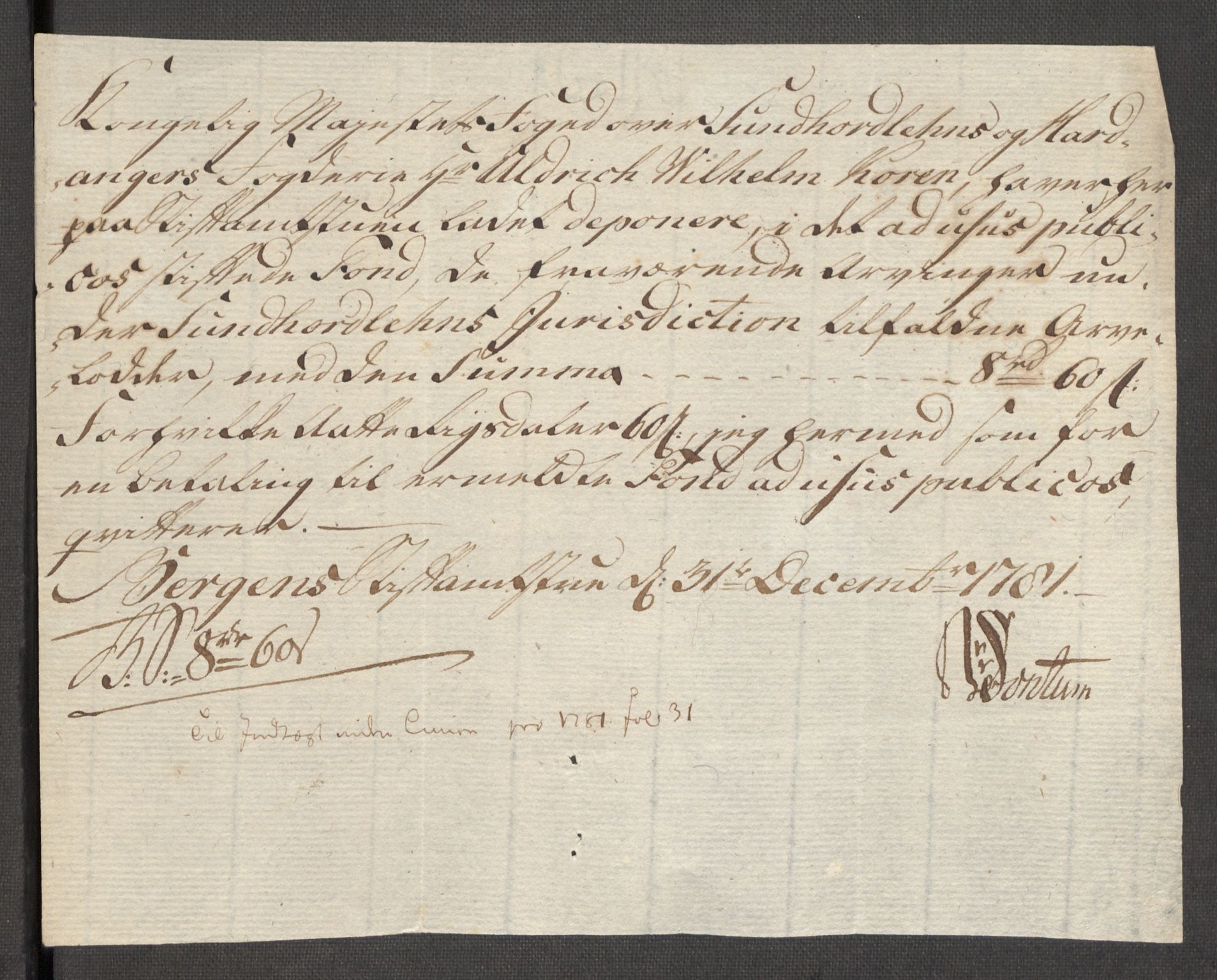 Rentekammeret inntil 1814, Reviderte regnskaper, Fogderegnskap, AV/RA-EA-4092/R48/L3097: Fogderegnskap Sunnhordland og Hardanger, 1781, p. 197