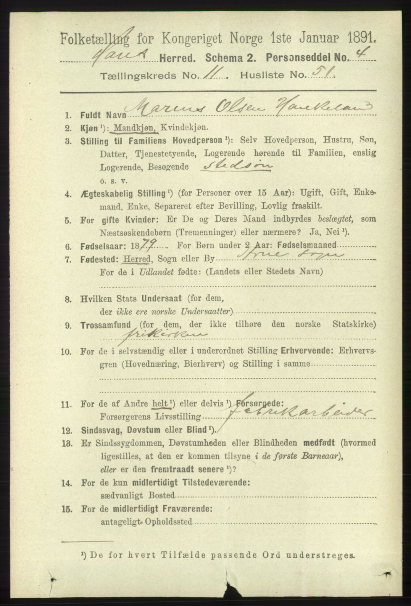 RA, 1891 census for 1250 Haus, 1891, p. 5176