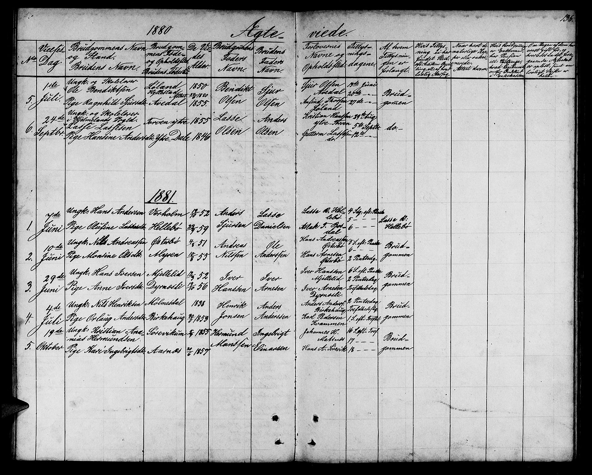 Lavik sokneprestembete, SAB/A-80901: Parish register (copy) no. A 1, 1854-1881, p. 136