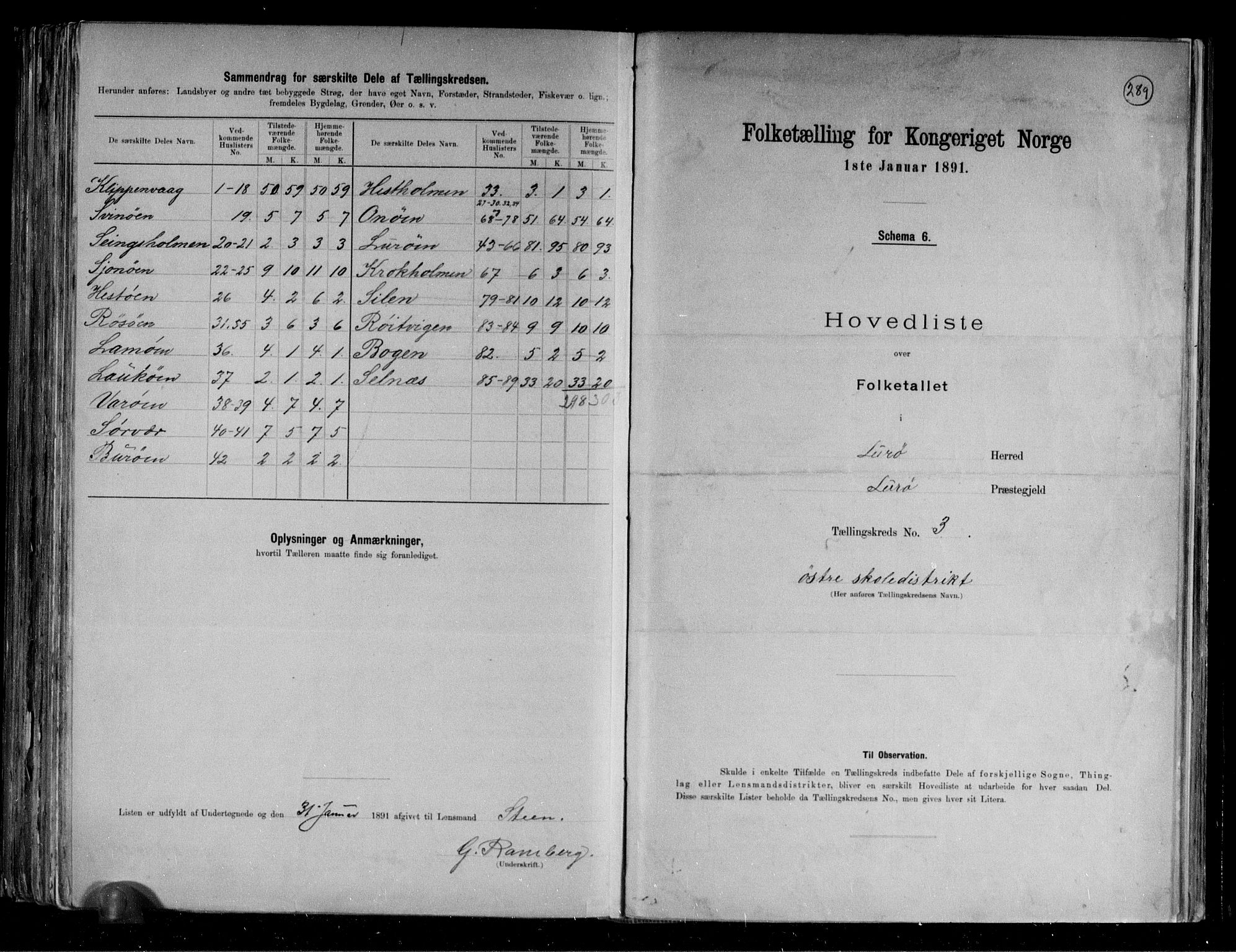 RA, 1891 census for 1834 Lurøy, 1891, p. 9