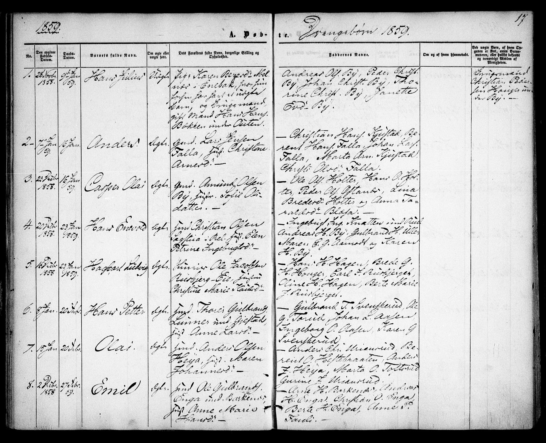 Fet prestekontor Kirkebøker, AV/SAO-A-10370a/F/Fa/L0011: Parish register (official) no. I 11, 1857-1866, p. 17