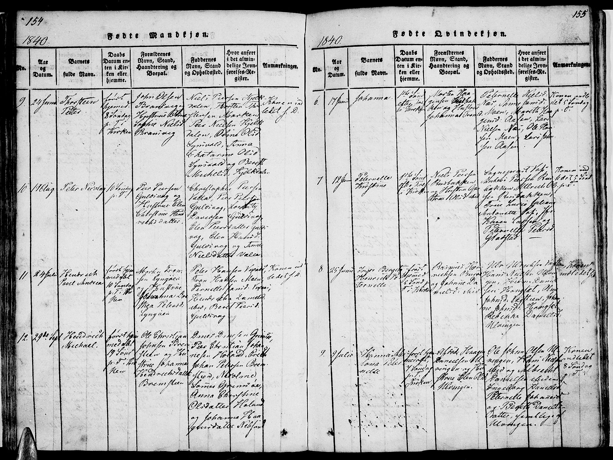 Ministerialprotokoller, klokkerbøker og fødselsregistre - Nordland, AV/SAT-A-1459/816/L0239: Parish register (official) no. 816A05, 1820-1845, p. 154-155