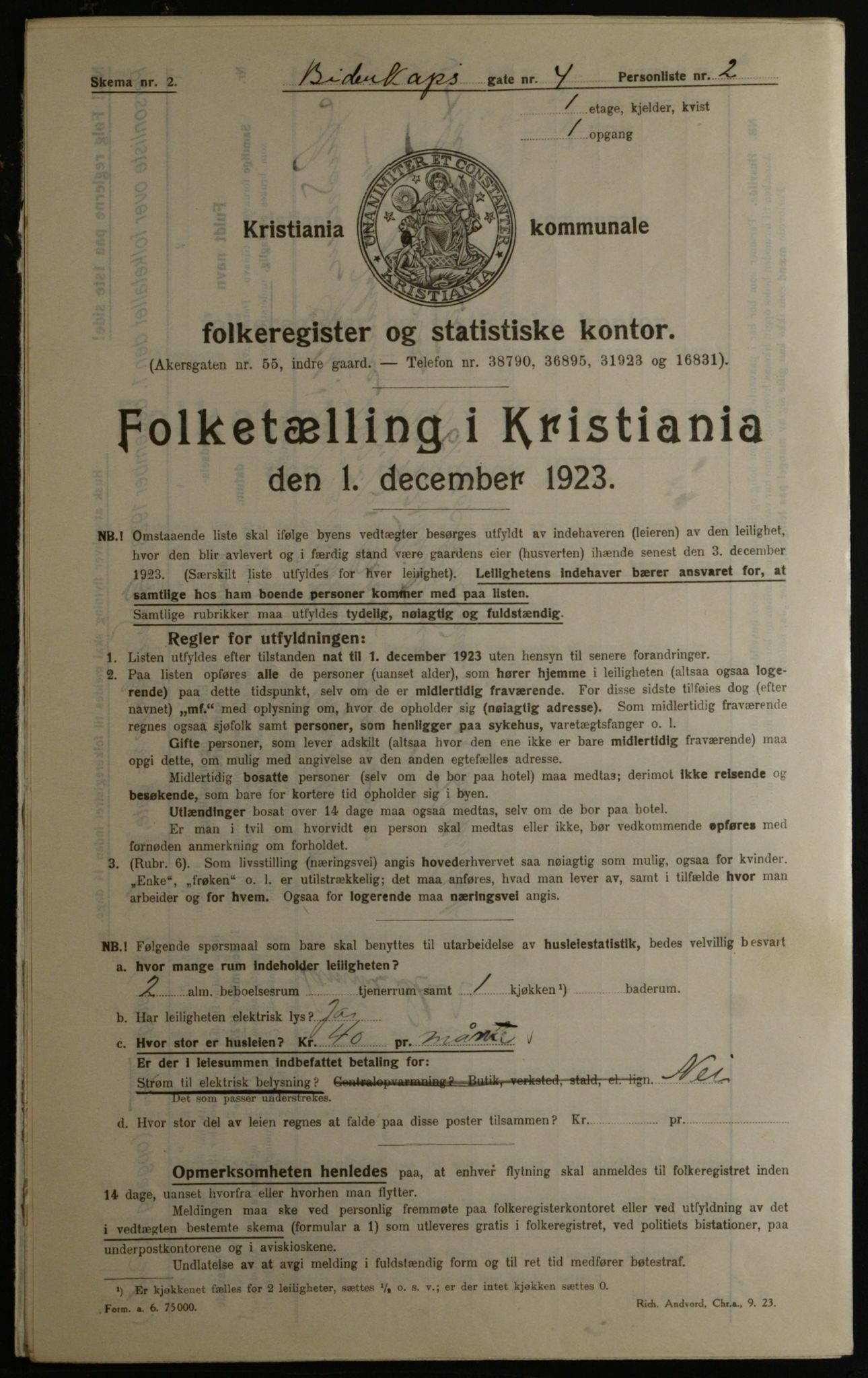 OBA, Municipal Census 1923 for Kristiania, 1923, p. 5784