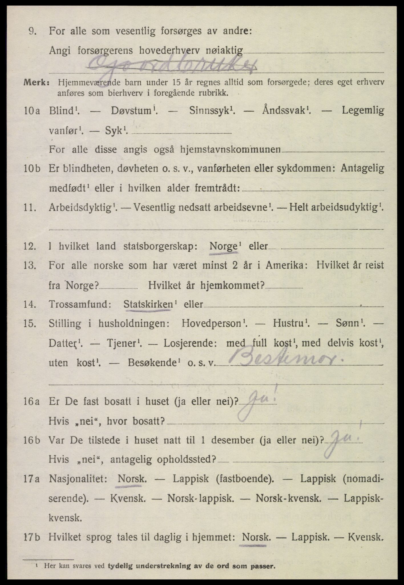 SAT, 1920 census for Verdal, 1920, p. 14826