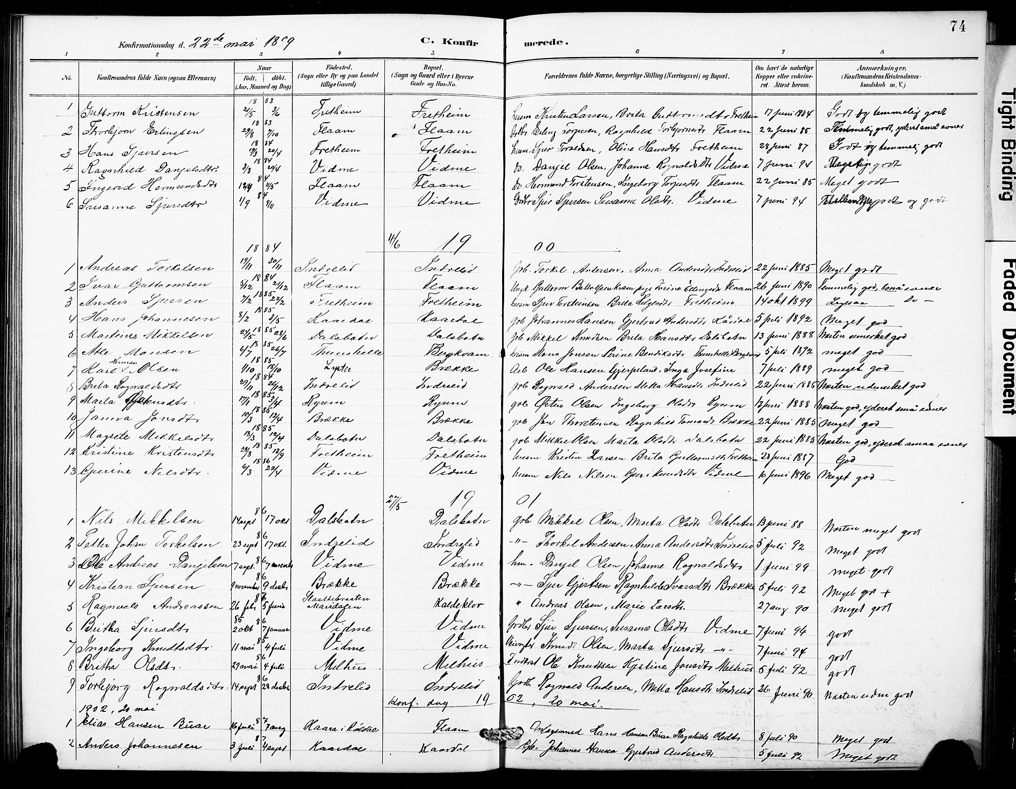 Aurland sokneprestembete, SAB/A-99937/H/Hb/Hbb/L0002: Parish register (copy) no. B 2, 1887-1929, p. 74