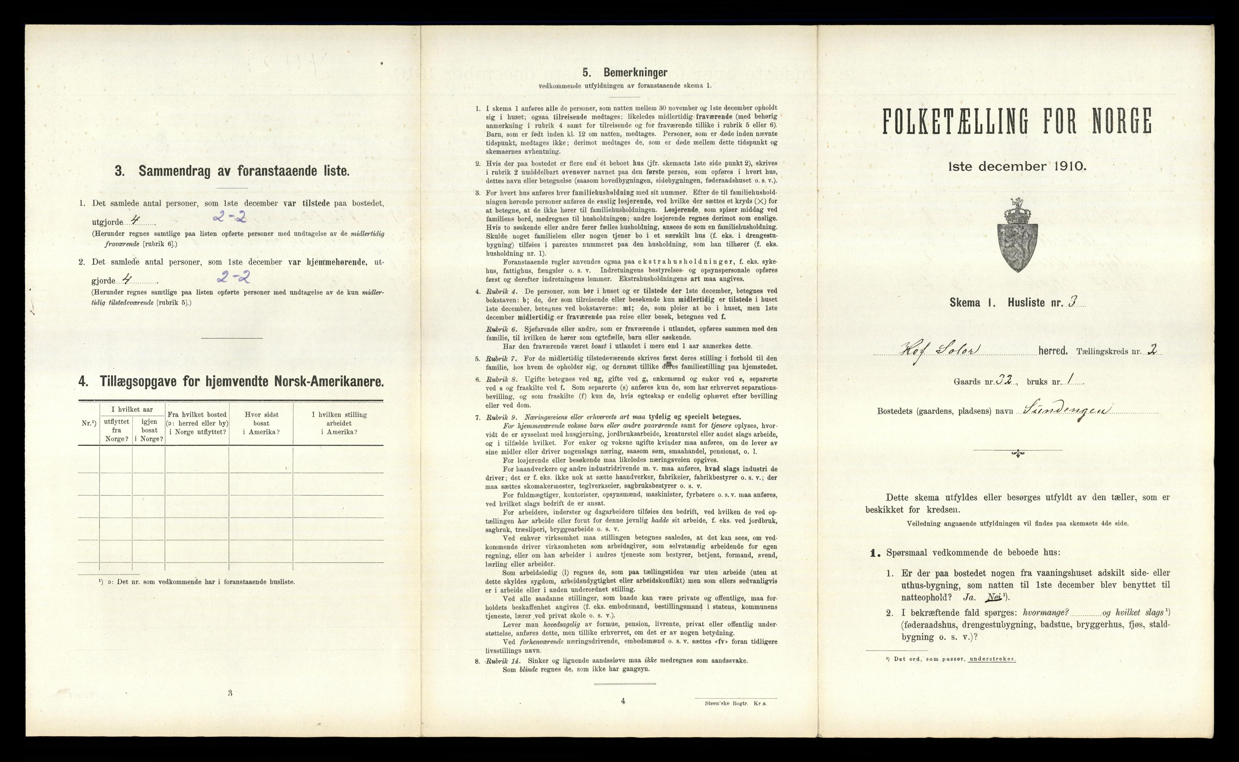 RA, 1910 census for Hof, 1910, p. 264