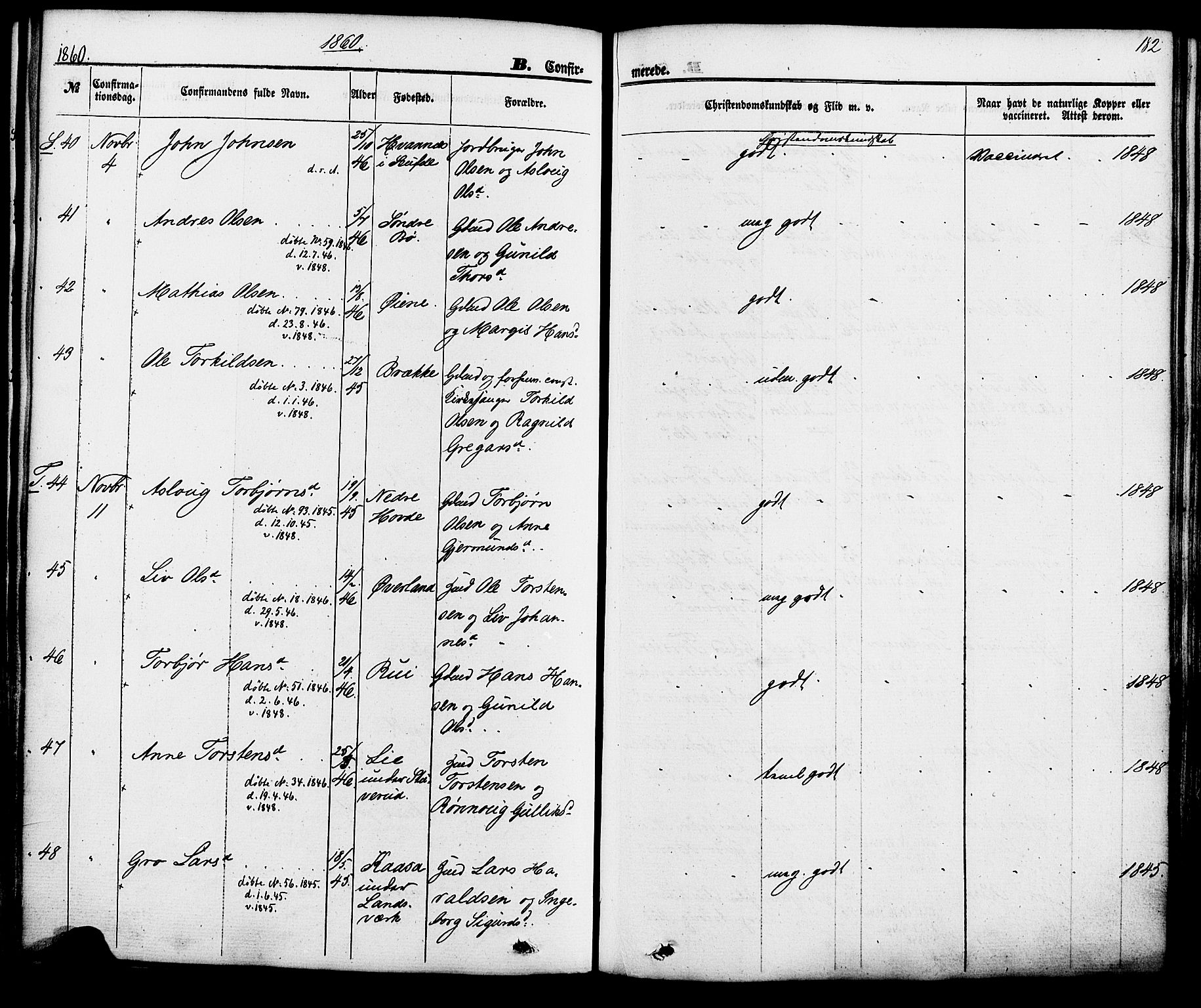 Hjartdal kirkebøker, AV/SAKO-A-270/F/Fa/L0009: Parish register (official) no. I 9, 1860-1879, p. 182