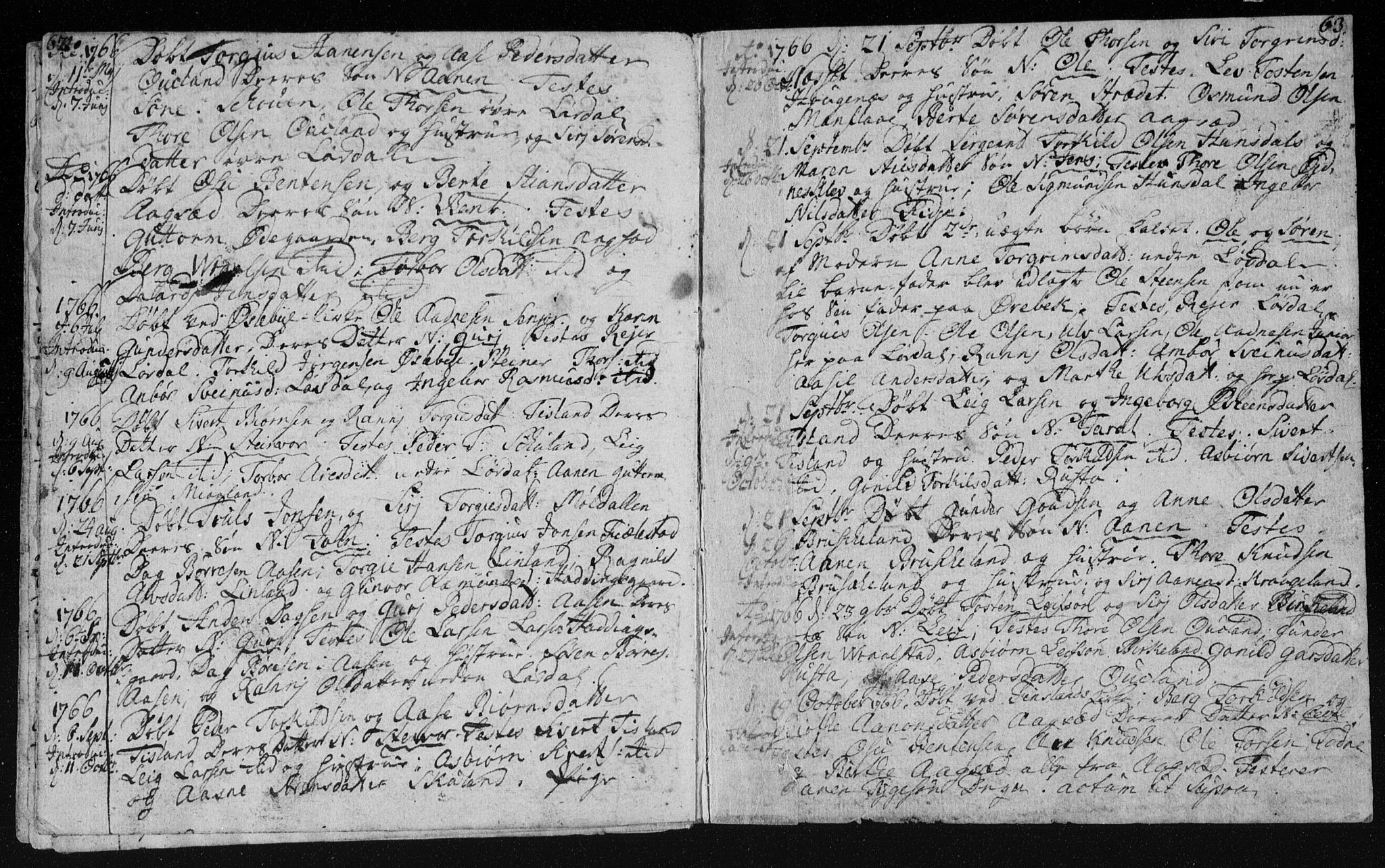 Holum sokneprestkontor, AV/SAK-1111-0022/F/Fa/Fab/L0003: Parish register (official) no. A 3, 1752-1774, p. 62-63