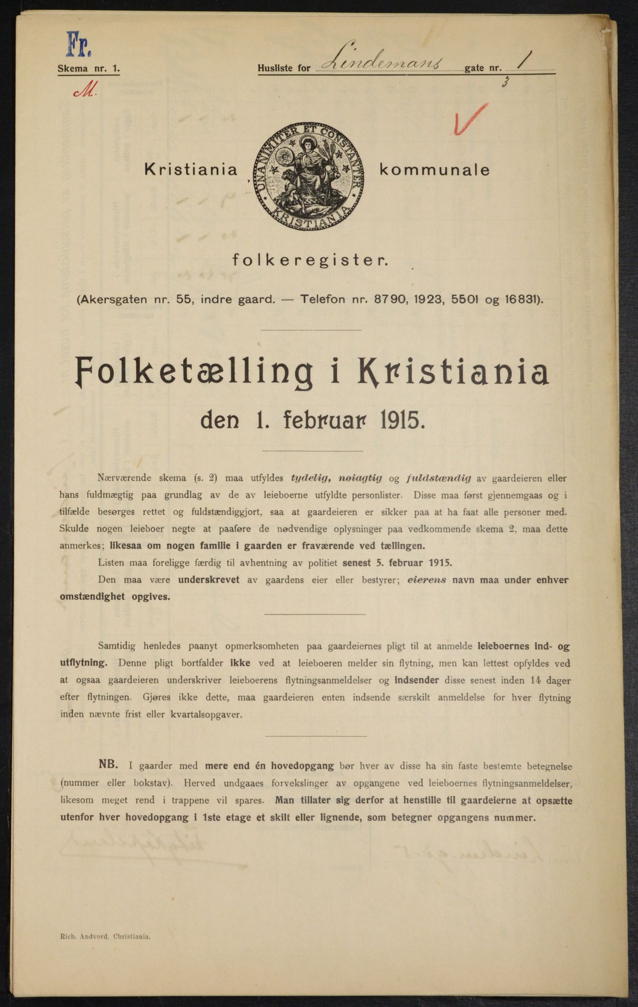 OBA, Municipal Census 1915 for Kristiania, 1915, p. 57102