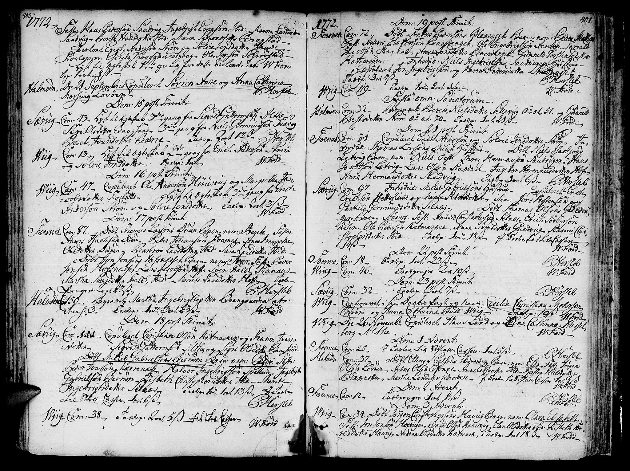 Ministerialprotokoller, klokkerbøker og fødselsregistre - Nord-Trøndelag, SAT/A-1458/773/L0607: Parish register (official) no. 773A01, 1751-1783, p. 400-401