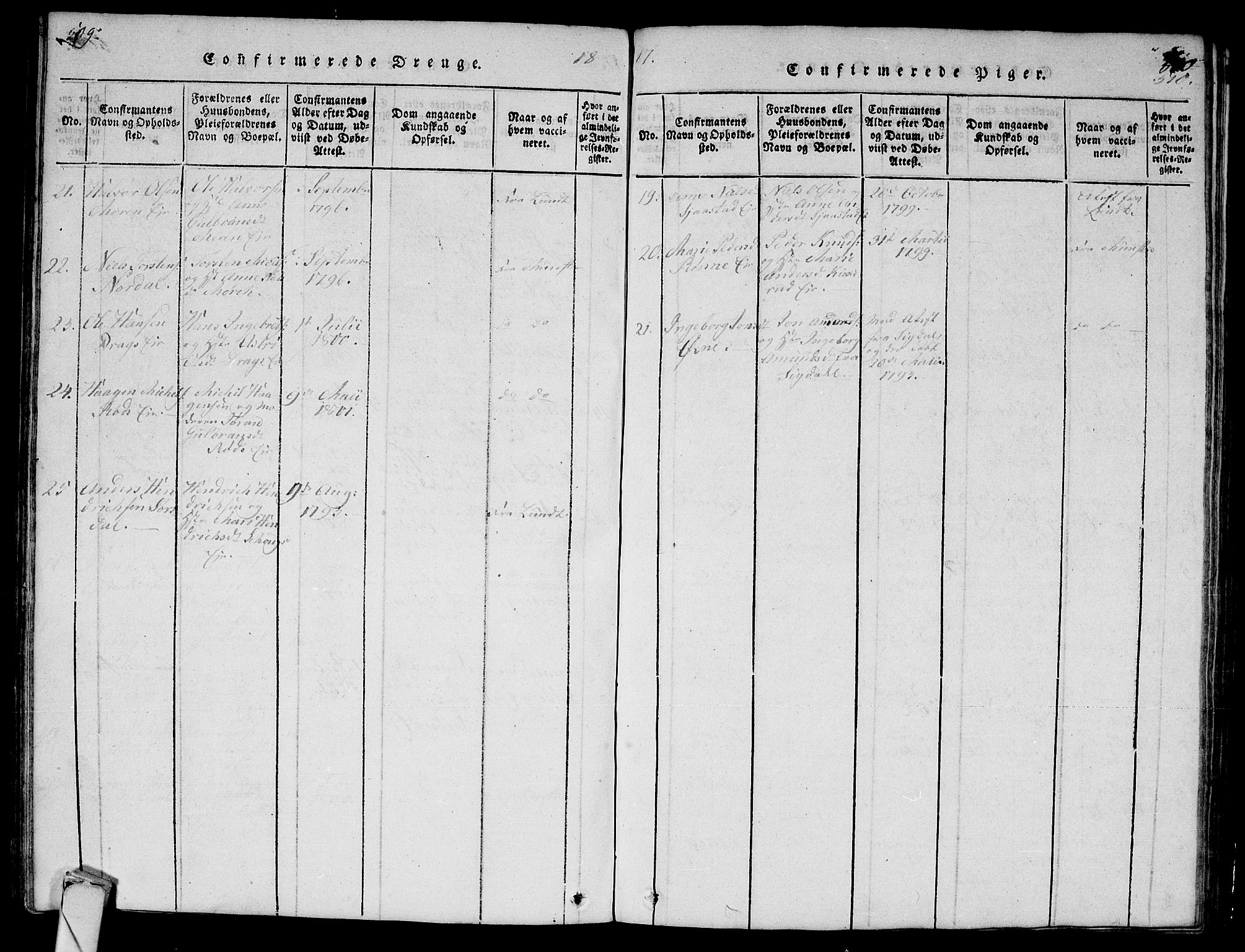 Lier kirkebøker, AV/SAKO-A-230/G/Ga/L0001: Parish register (copy) no. I 1, 1813-1824, p. 509-510