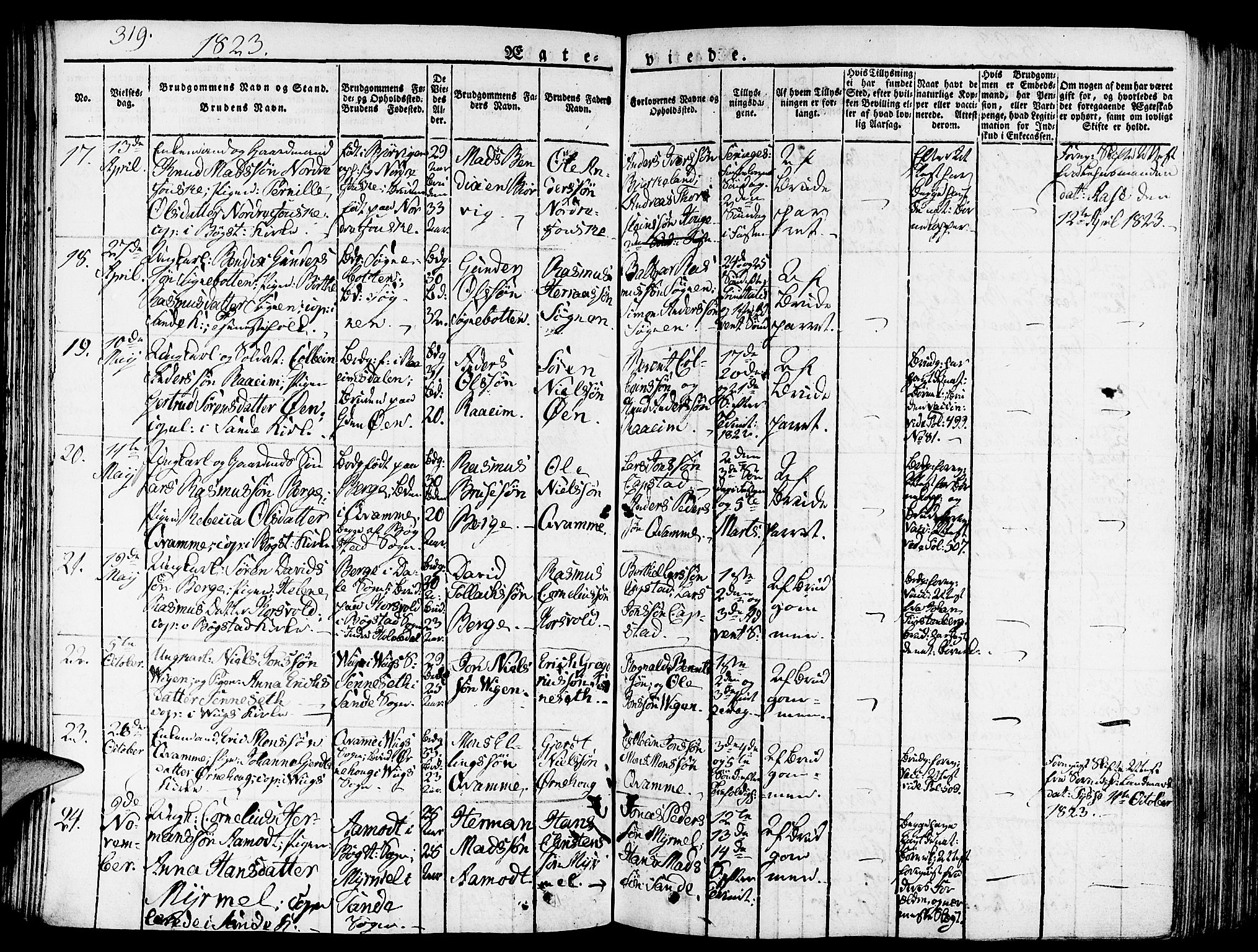 Gaular sokneprestembete, SAB/A-80001/H/Haa: Parish register (official) no. A 3, 1821-1840, p. 319