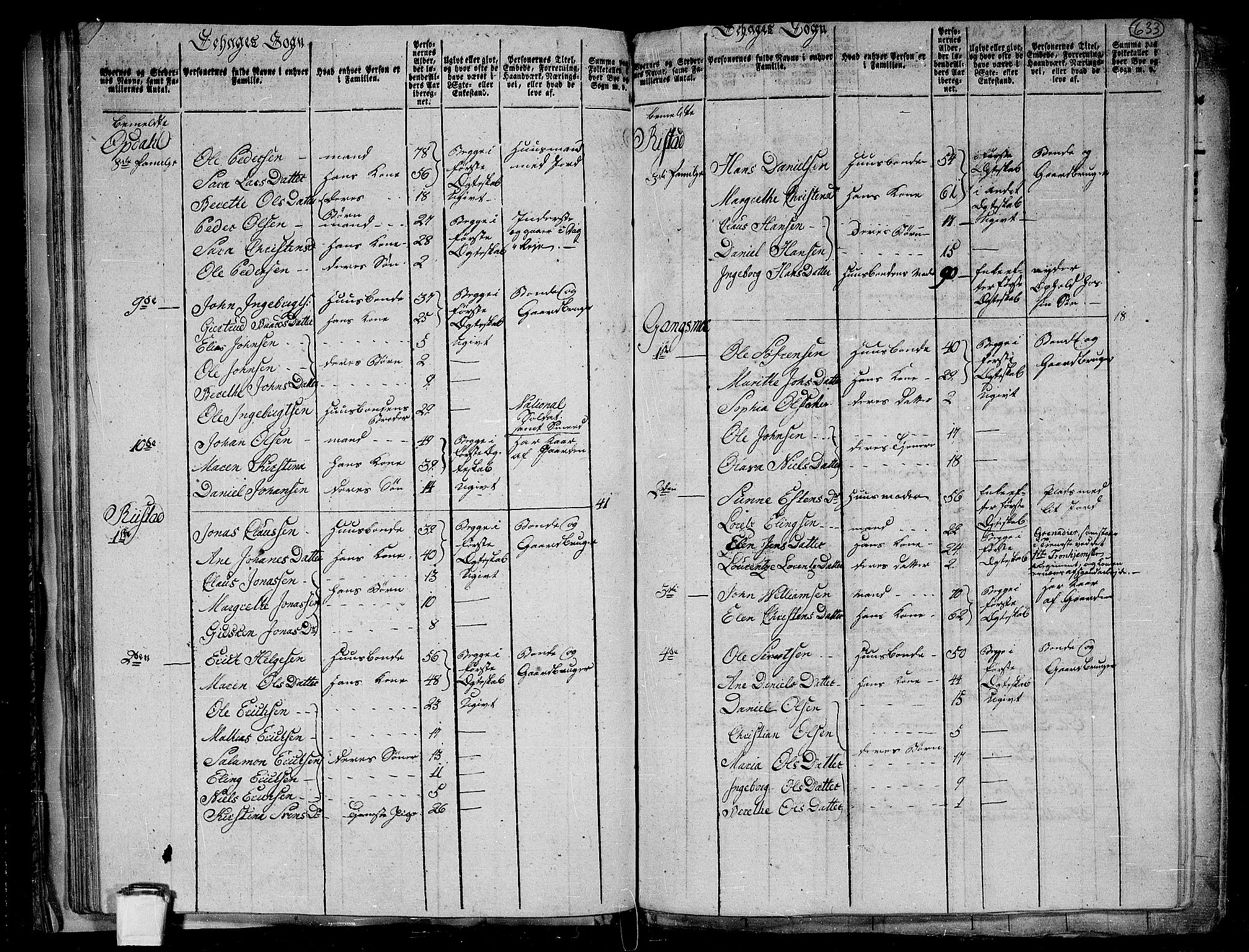 RA, 1801 census for 1744P Overhalla, 1801, p. 632b-633a