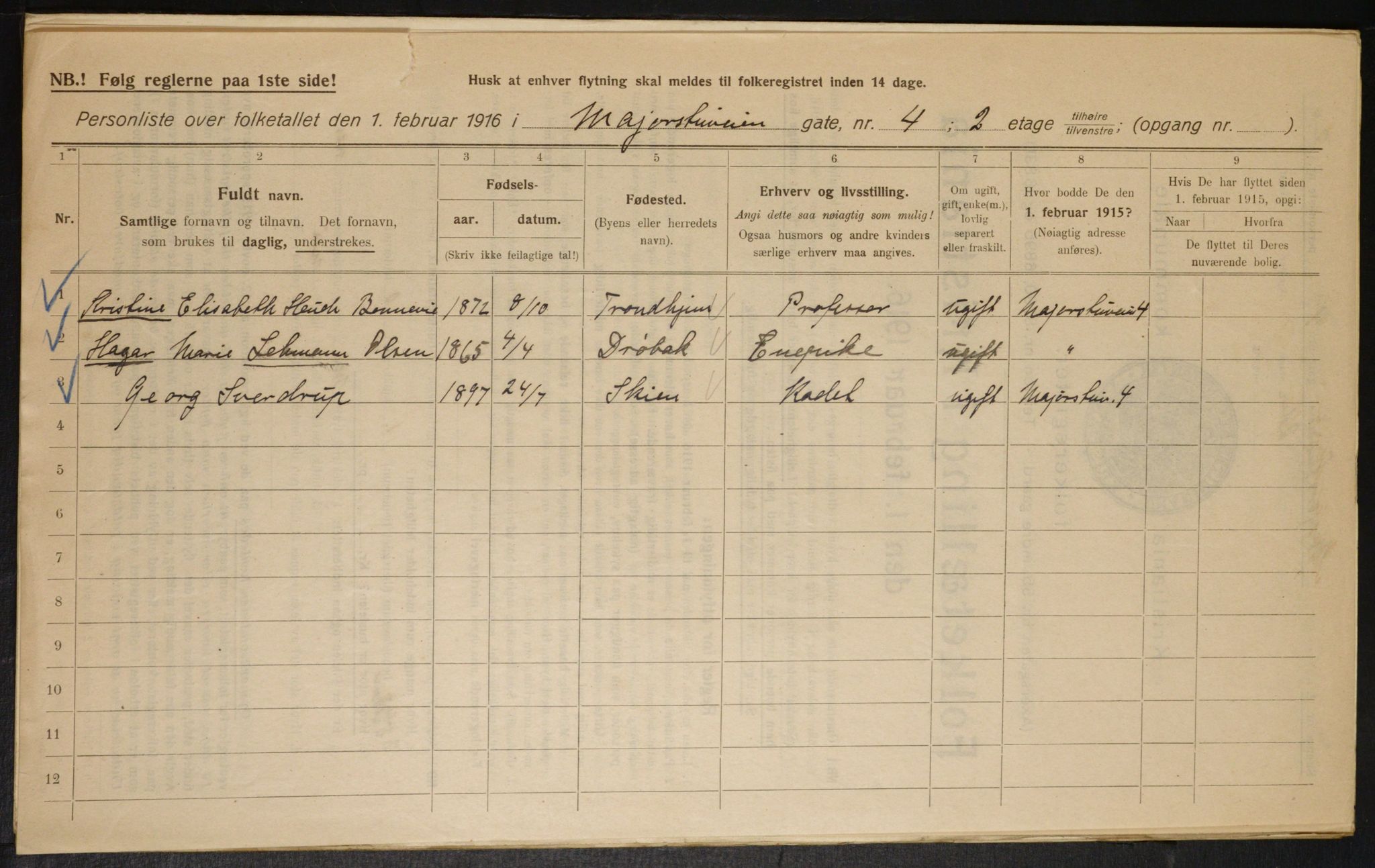 OBA, Municipal Census 1916 for Kristiania, 1916, p. 60932