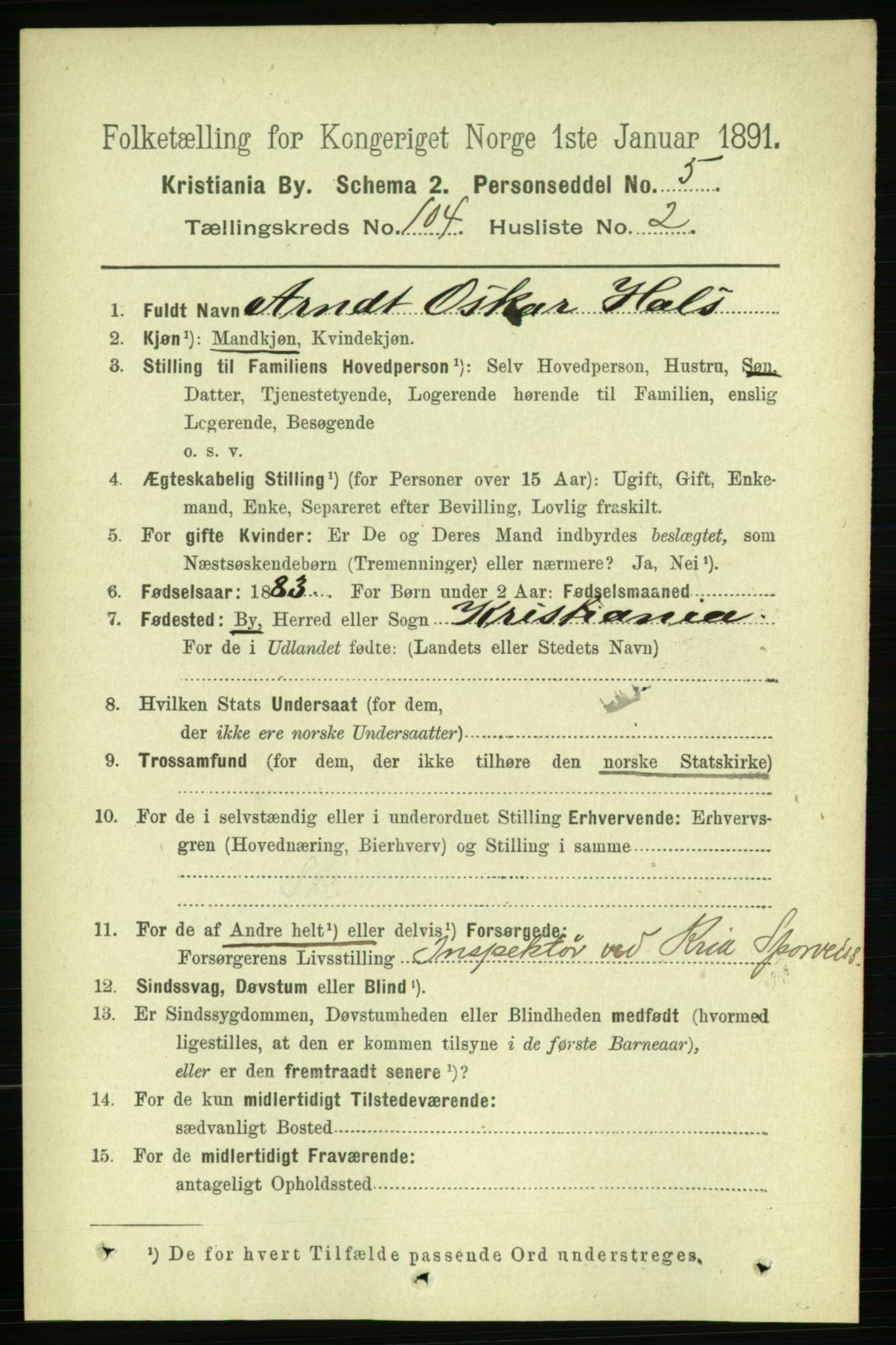 RA, 1891 census for 0301 Kristiania, 1891, p. 52286