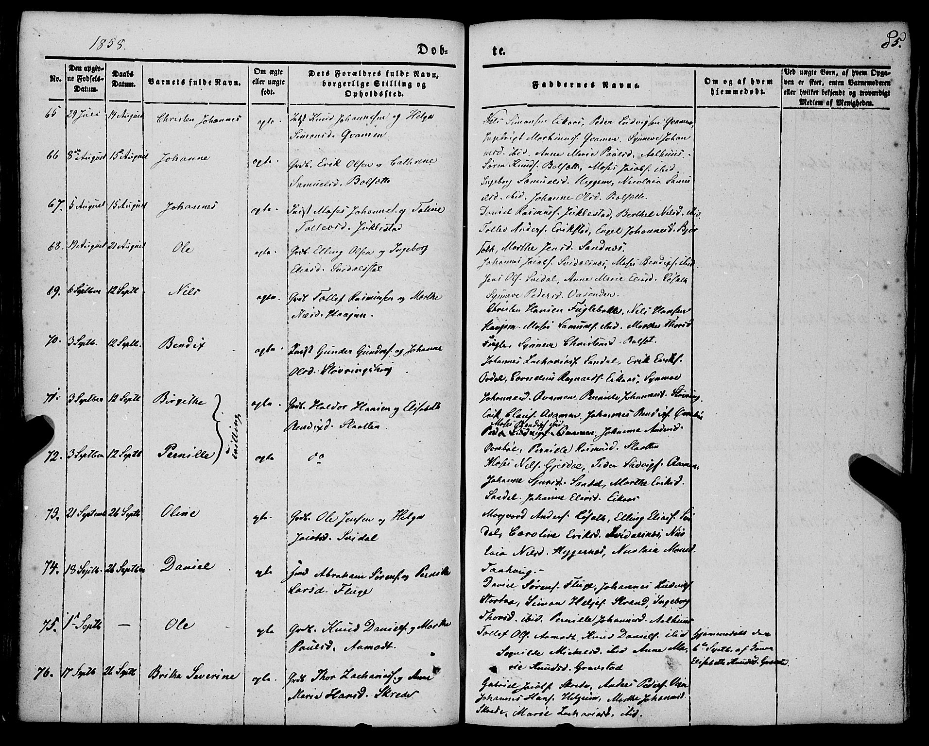 Jølster sokneprestembete, AV/SAB-A-80701/H/Haa/Haaa/L0010: Parish register (official) no. A 10, 1847-1865, p. 85