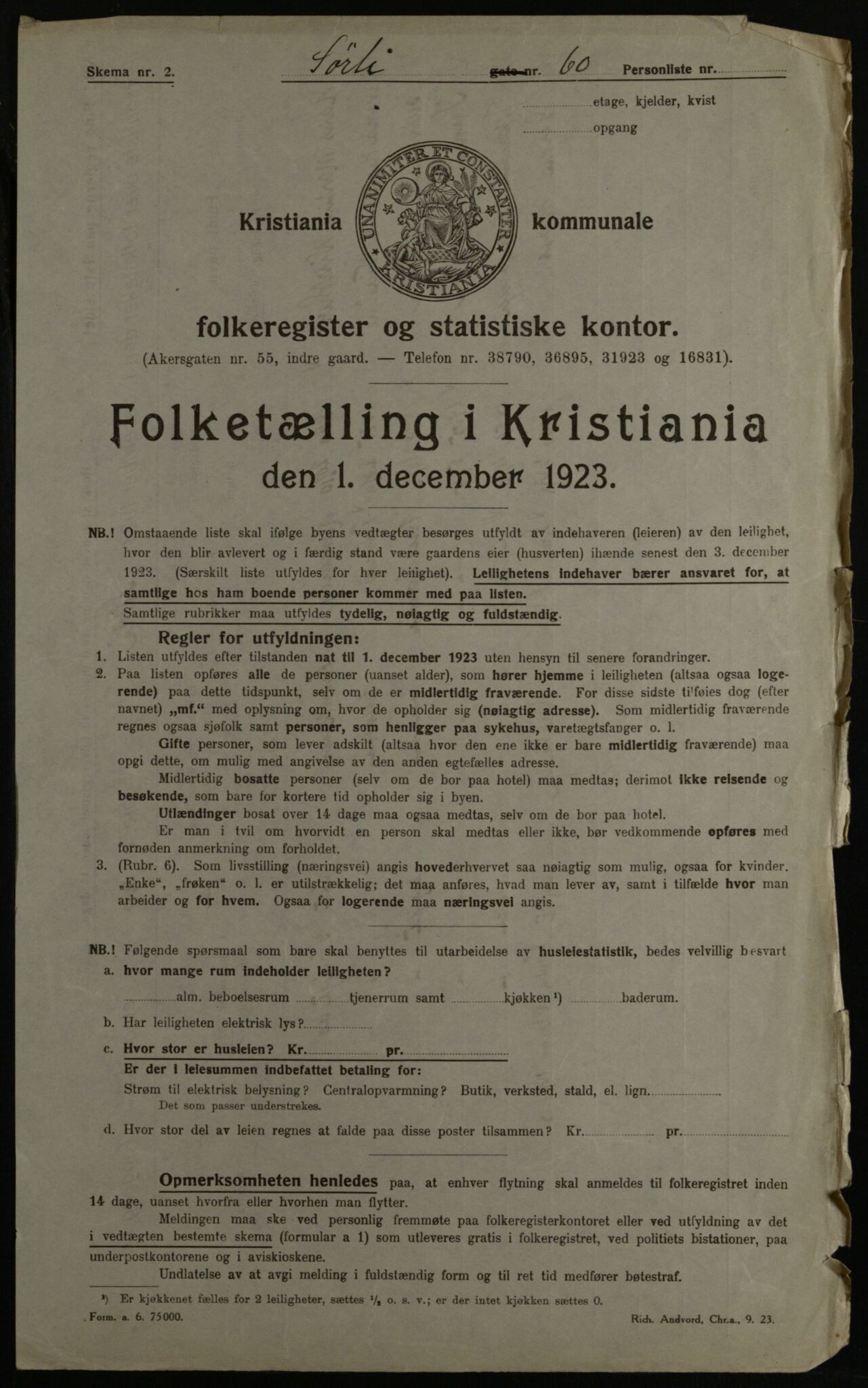 OBA, Municipal Census 1923 for Kristiania, 1923, p. 118292