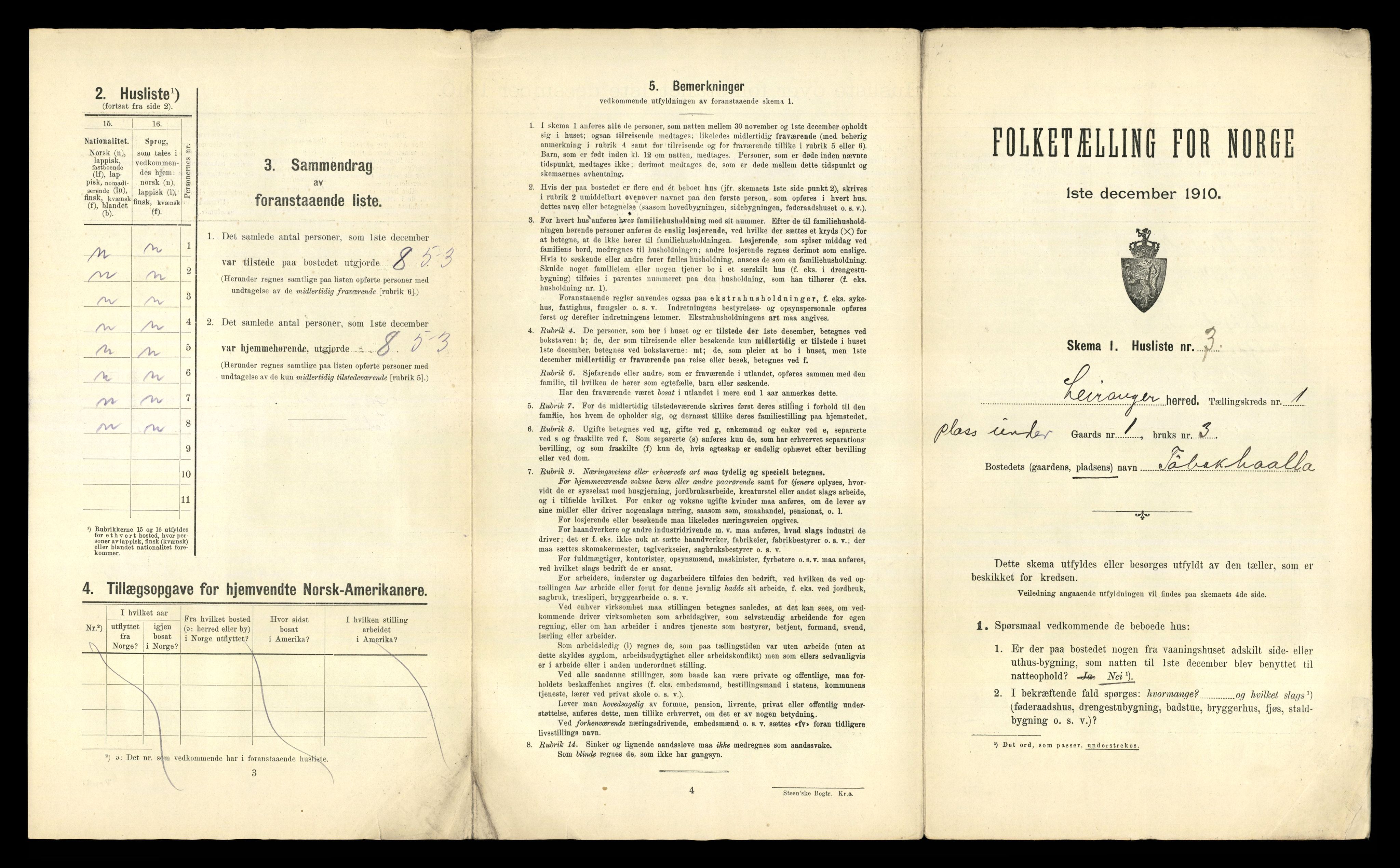 RA, 1910 census for Leiranger, 1910, p. 21
