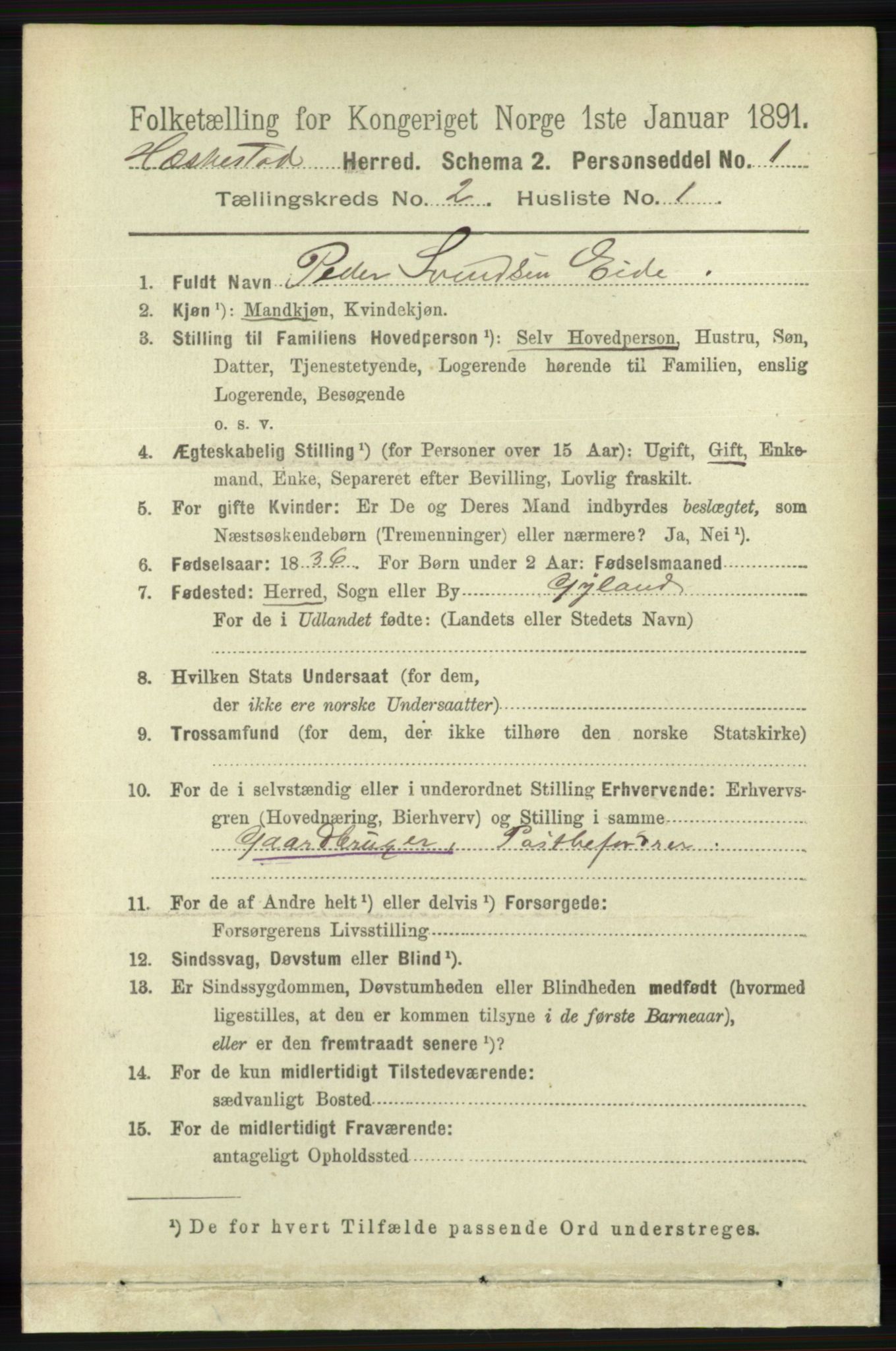 RA, 1891 census for 1113 Heskestad, 1891, p. 271